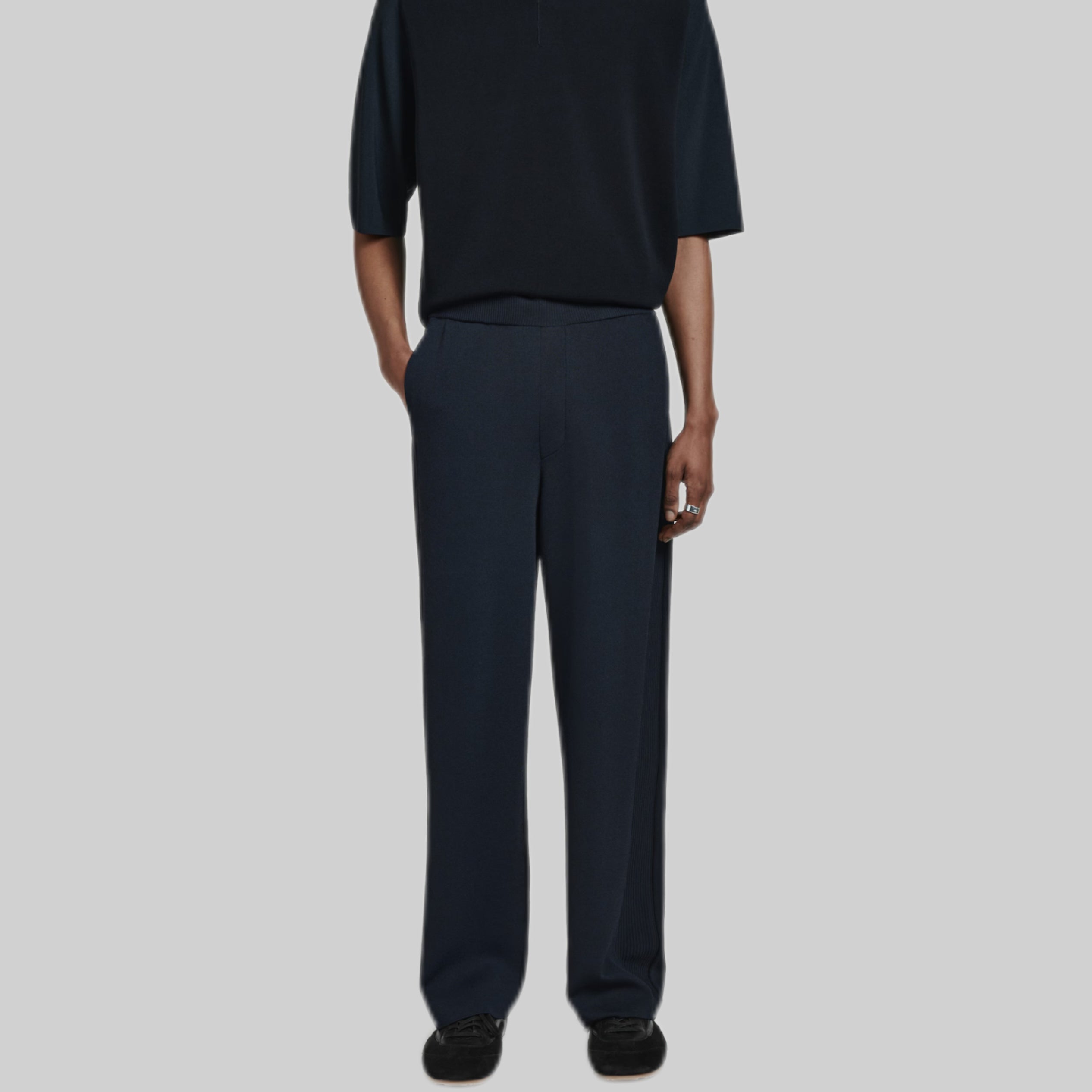 Double-Faced Straight-Leg Track Pants