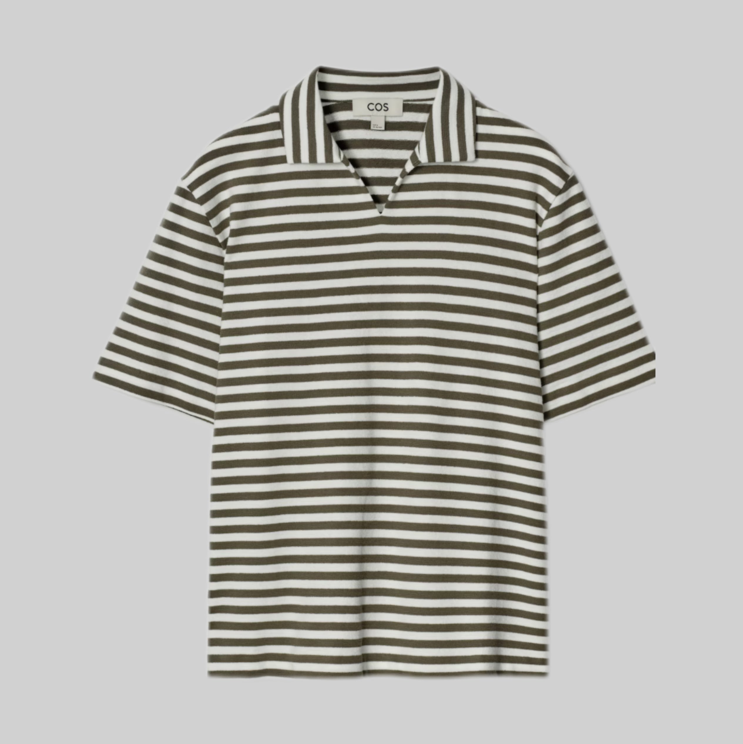Stripe Pocket polo shirt in Terry with Open Collar