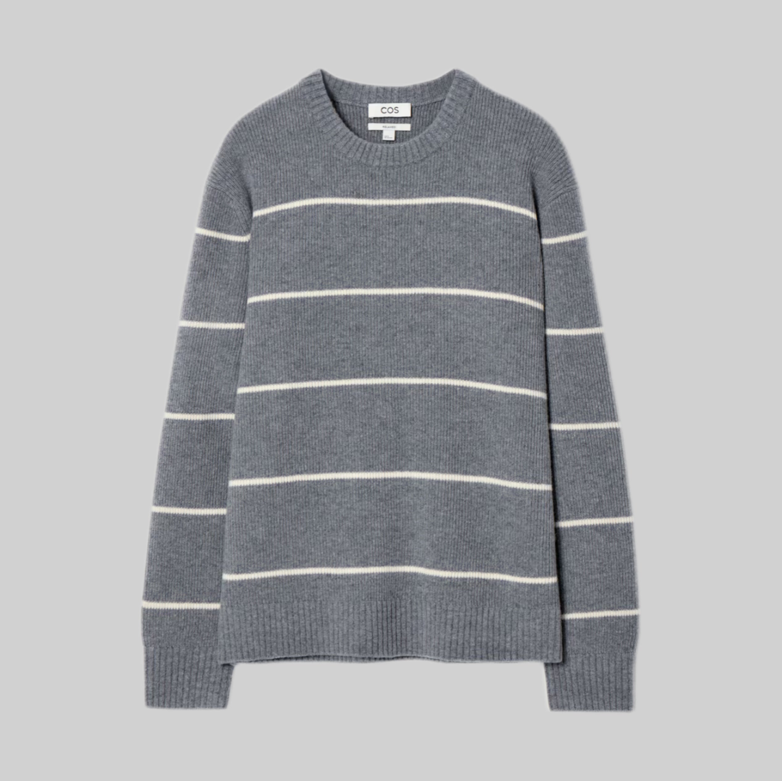 Striped Wool and Yak-Blend Jumper in Dusty Grey