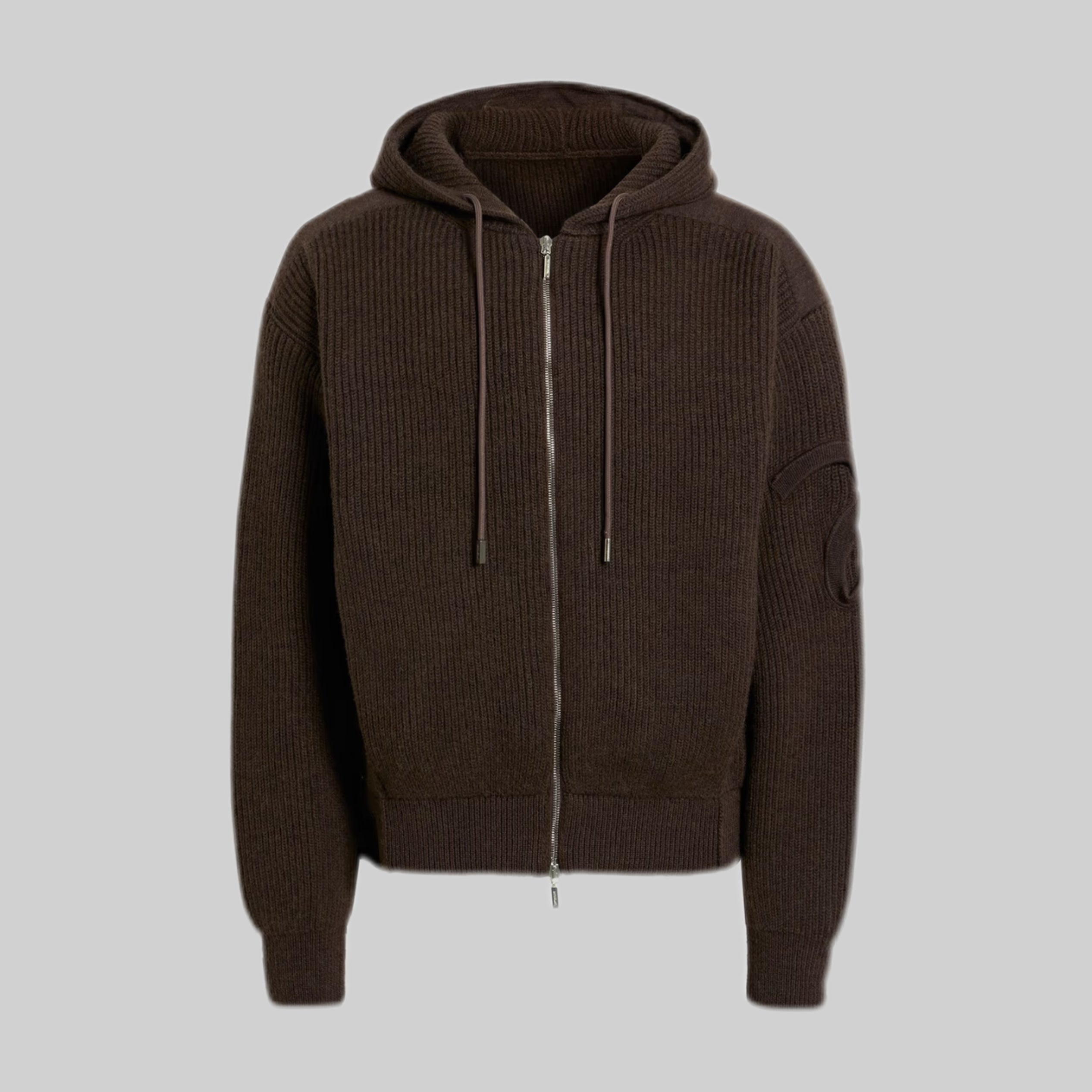 Ribbed Wool Zip-Up Hoodie