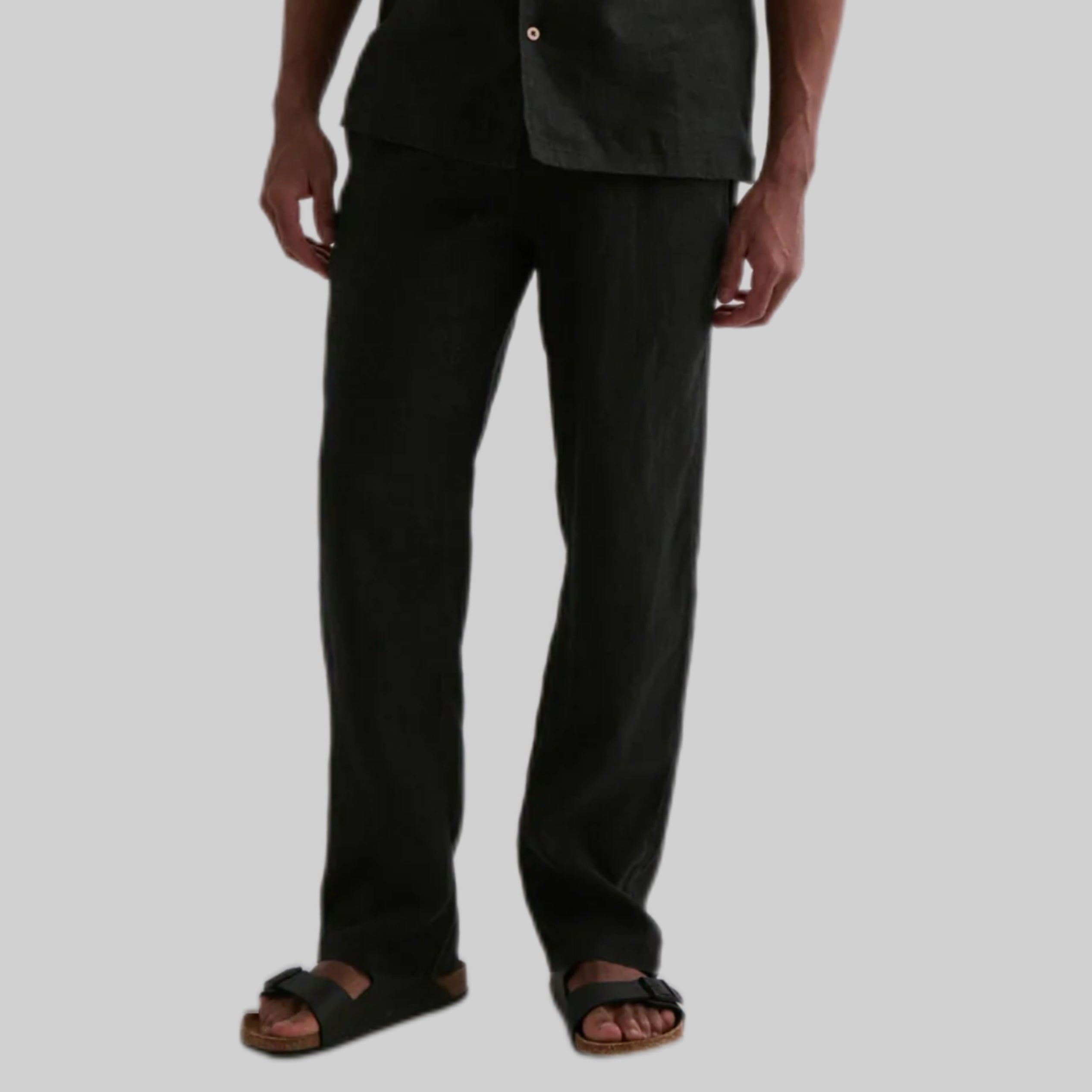 Louis Linen Pants – Black