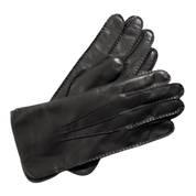 Black Men's Cashmere-Wool-Lined Leather Gloves