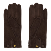 Brown Buckle Appliqué Leather Gloves