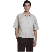 Pinstriped Pima Cotton with Short Sleeves & Chest Flap Pockets