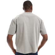 Oversized Pale Grey T-Shirt – Boxy Fit with Chest Text Embroidery