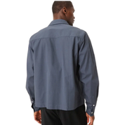 70s Style Boxy Poplin Cropped Shirt in Grey