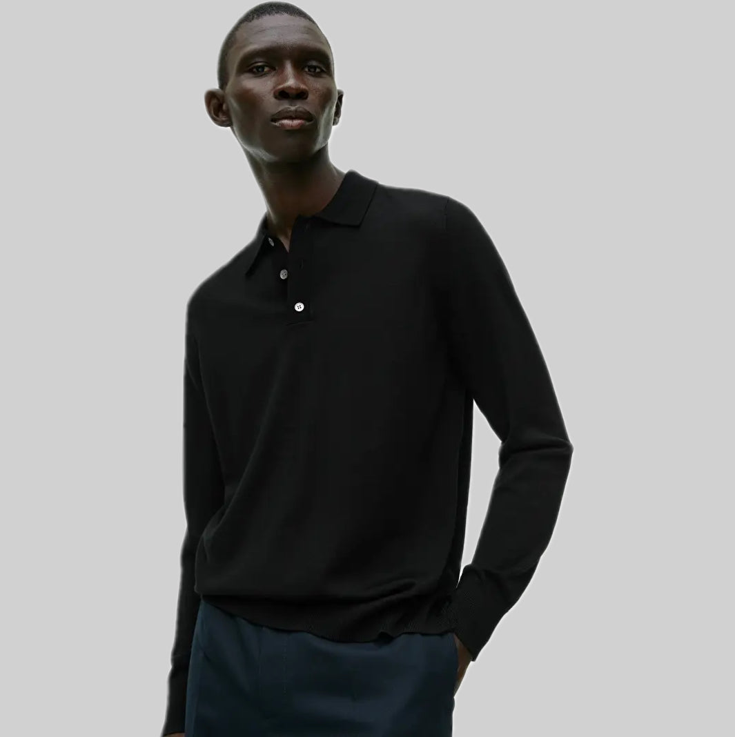 Arket Polo Shirt, Men, Black, Frontside