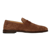 Woven Suede & Leather Slip-Ons with Raised Toe
