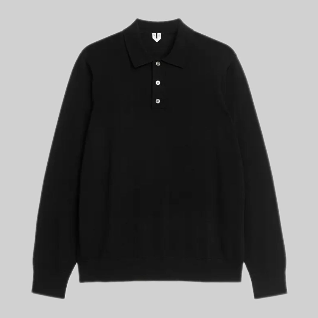 Arket Polo Shirt, Men, Black, Frontside