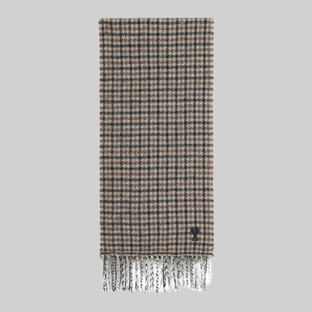 Ami de Coeur Houndstooth Scarf - Coffee Brown