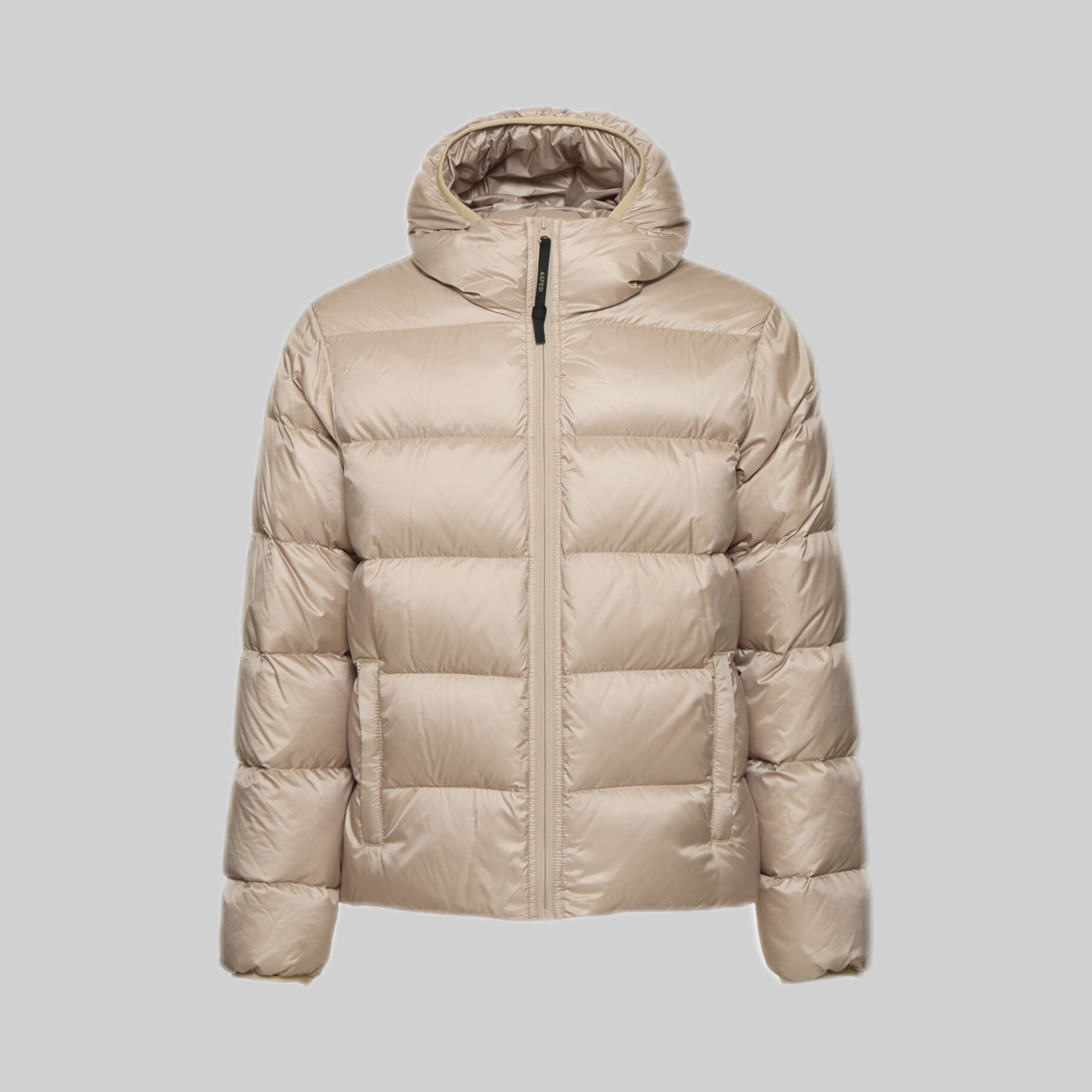 Light Nylon Puffer Jacket in Beige