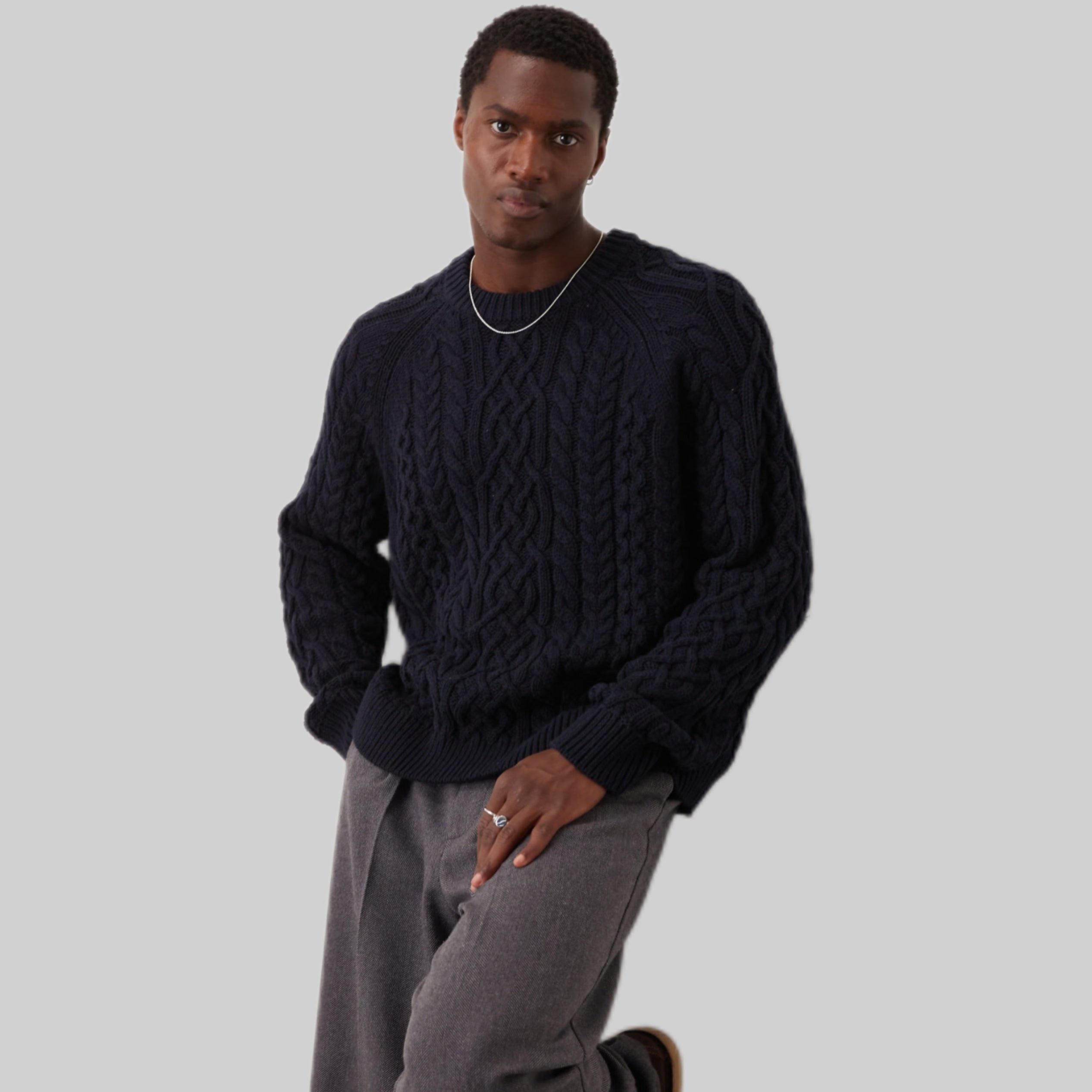 Warm-Handed Oversized Fisherman Cable Knit