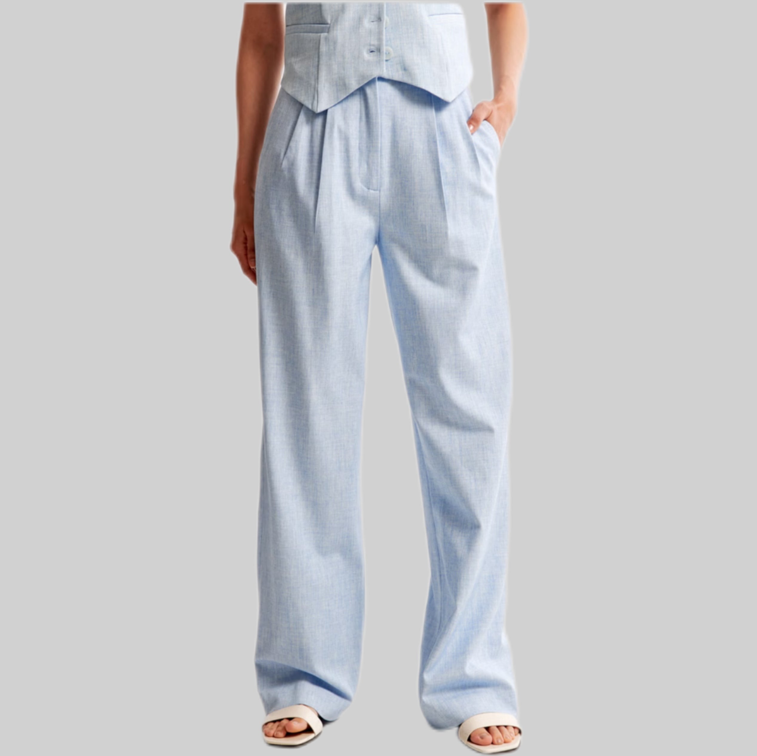 Sloane Smart Co-Ord Trousers In Light Blue