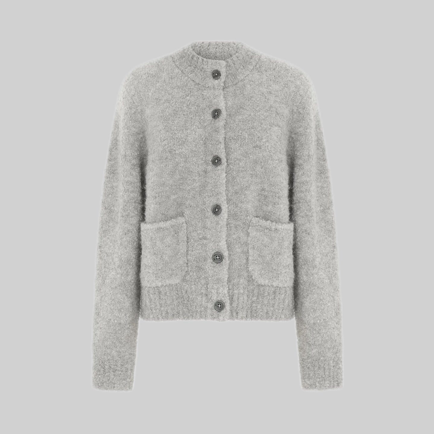 Beattie Boucle Cardigan - GRAY MARL