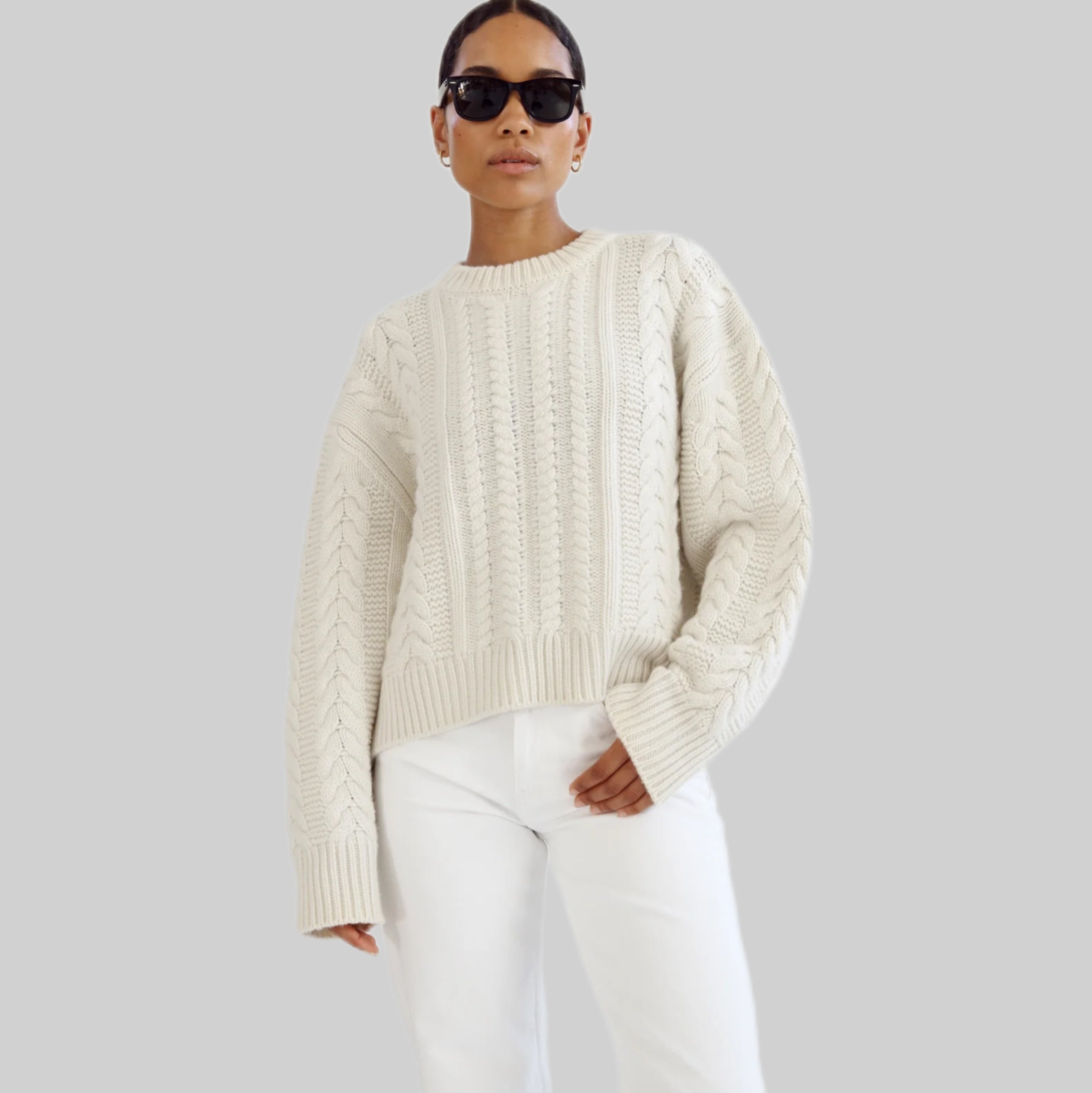 Naia Cable Knit Sweater - Cream