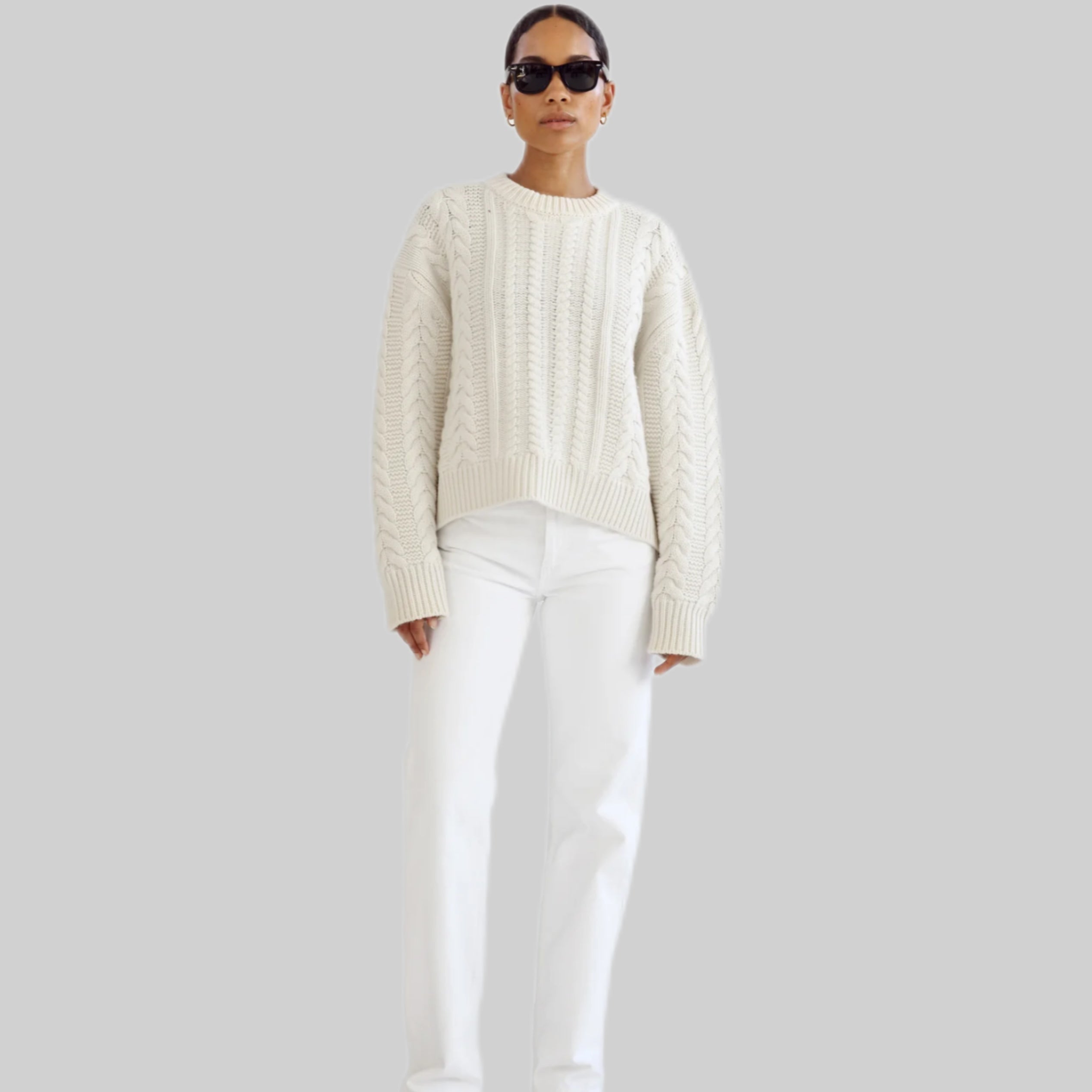 Naia Cable Knit Sweater - Cream