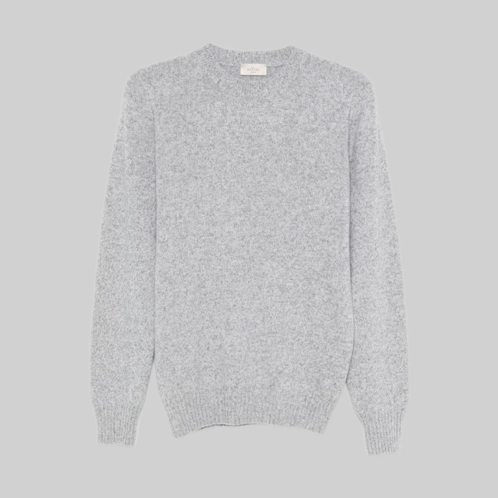 Melange Effect Sweater Light Grey Wool Cashmere