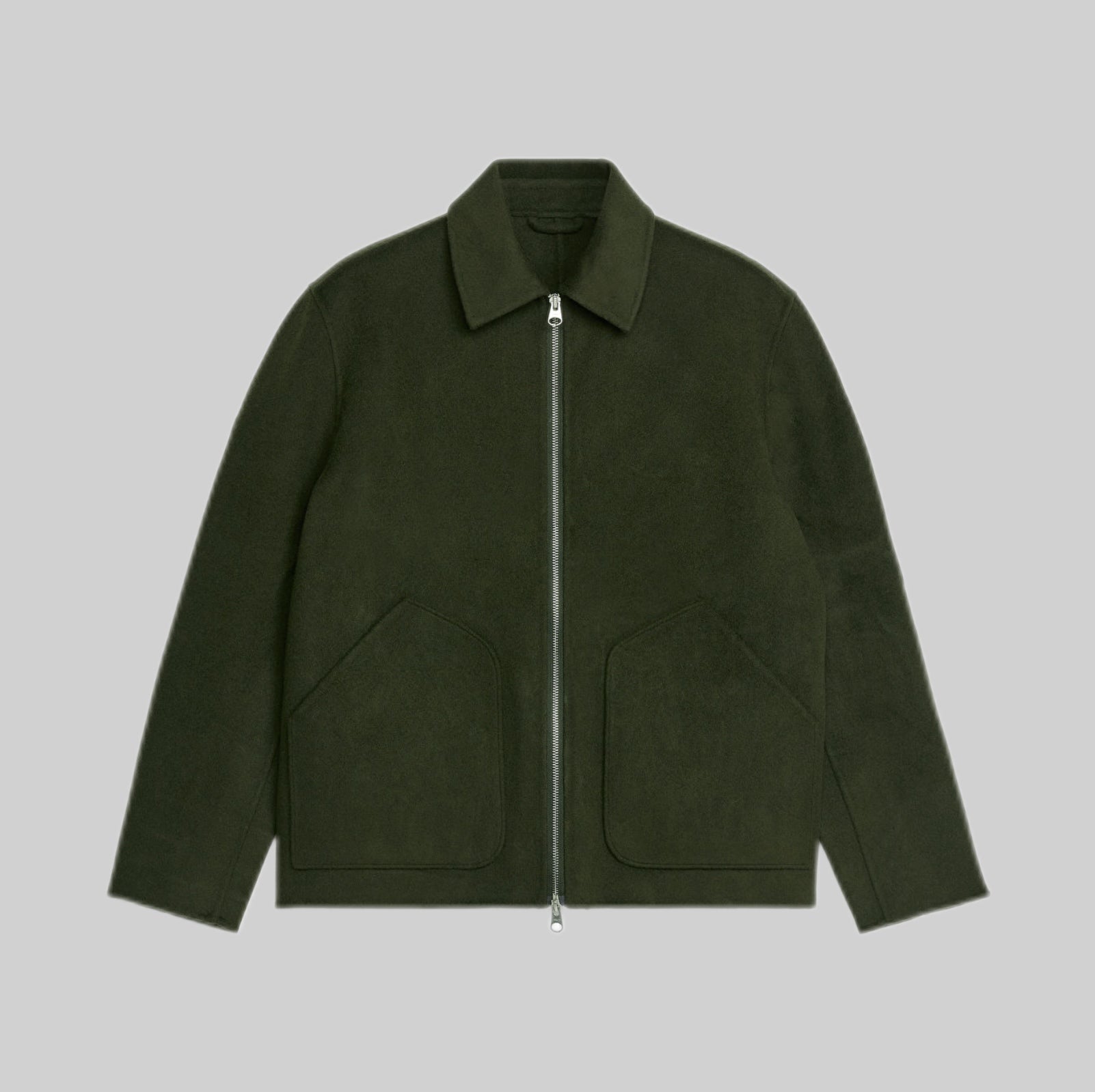 Short Double-Face Wool Jacket - Dark Green