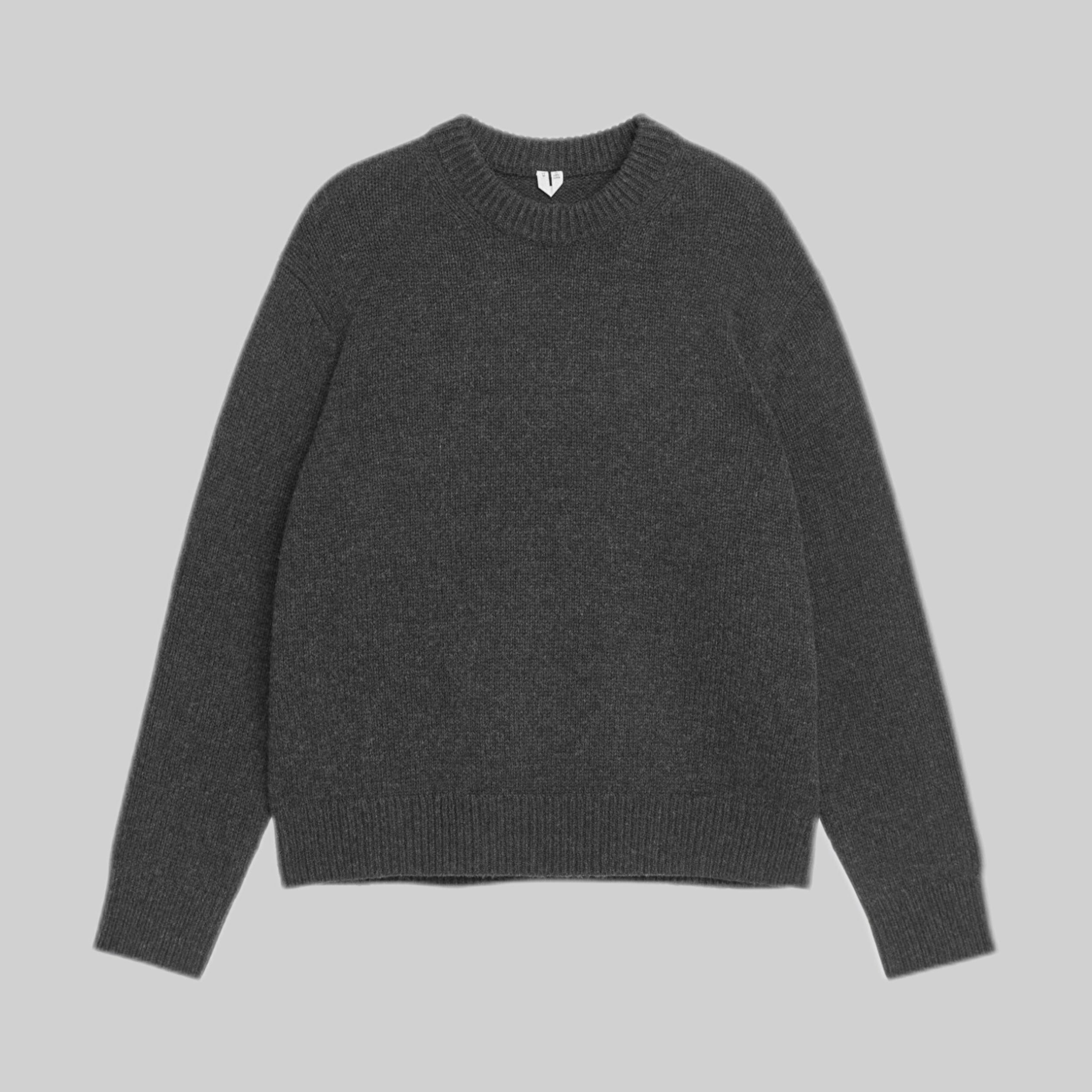 Chunky Wool Blend Jumper - Black Melange