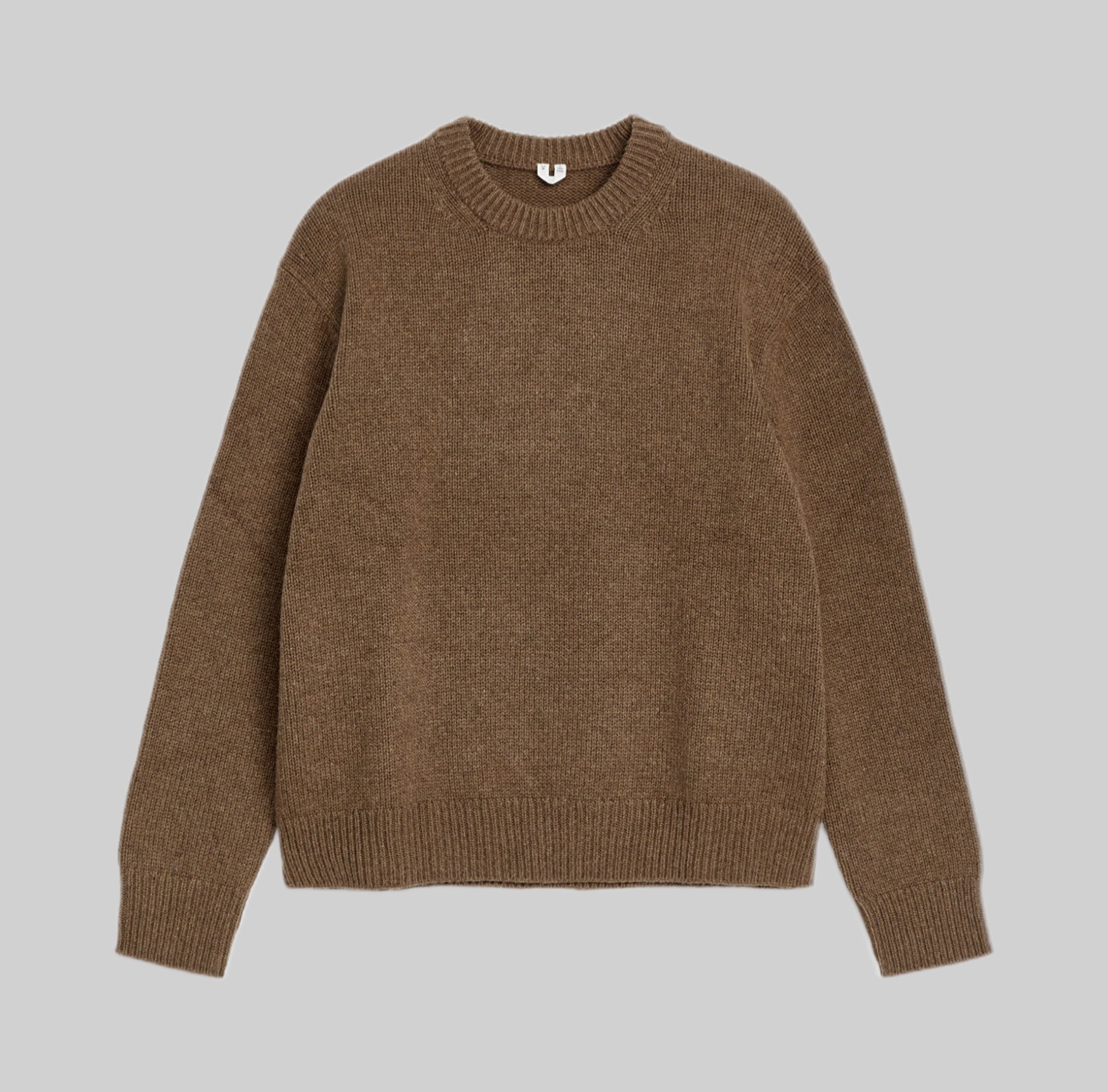 Heavy Knit Wool Blend Jumper - Brown