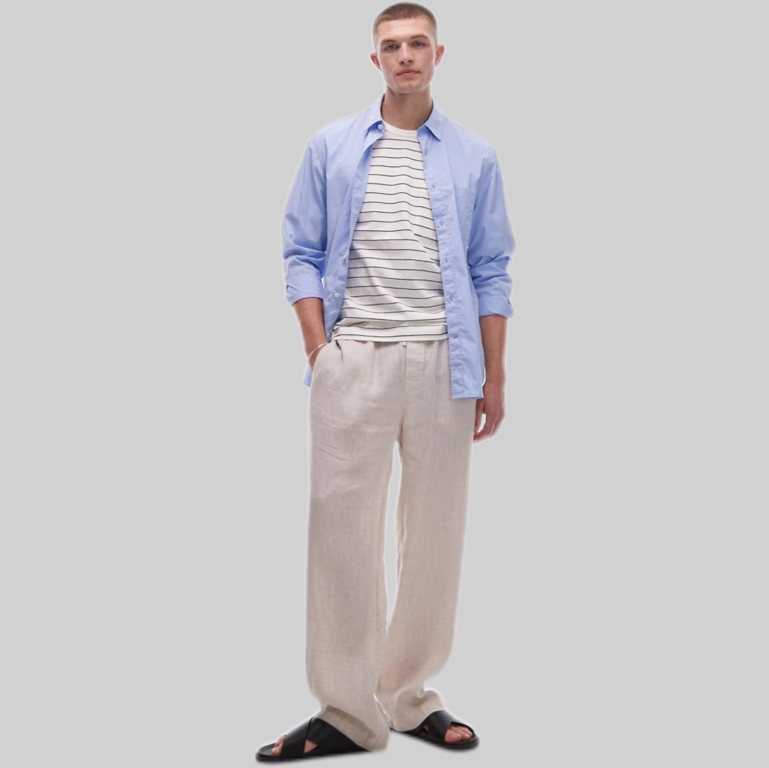 Beige Relaxed Linen Trousers