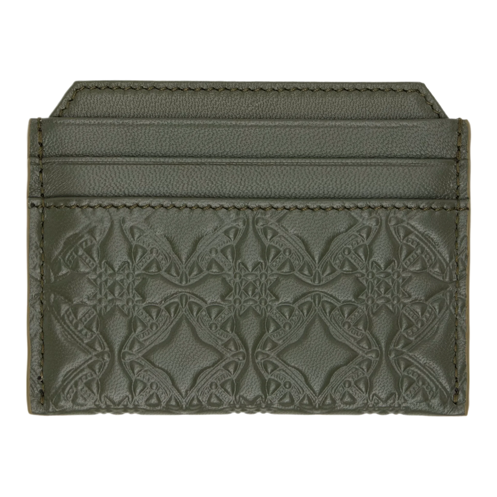 Green Embossed Nappa Slim Card Holder