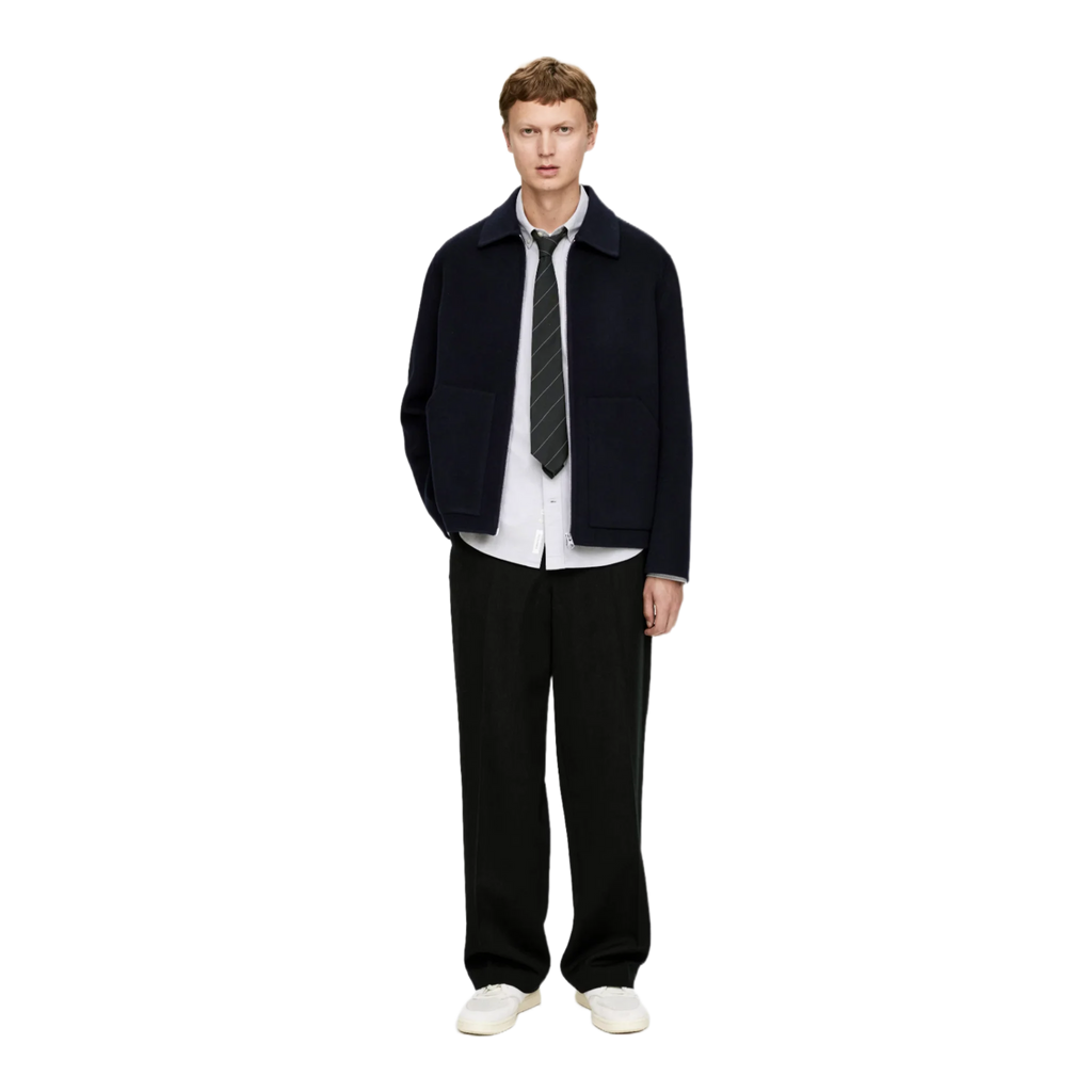 Double-Face Wool Blend Jacket Dark Blue