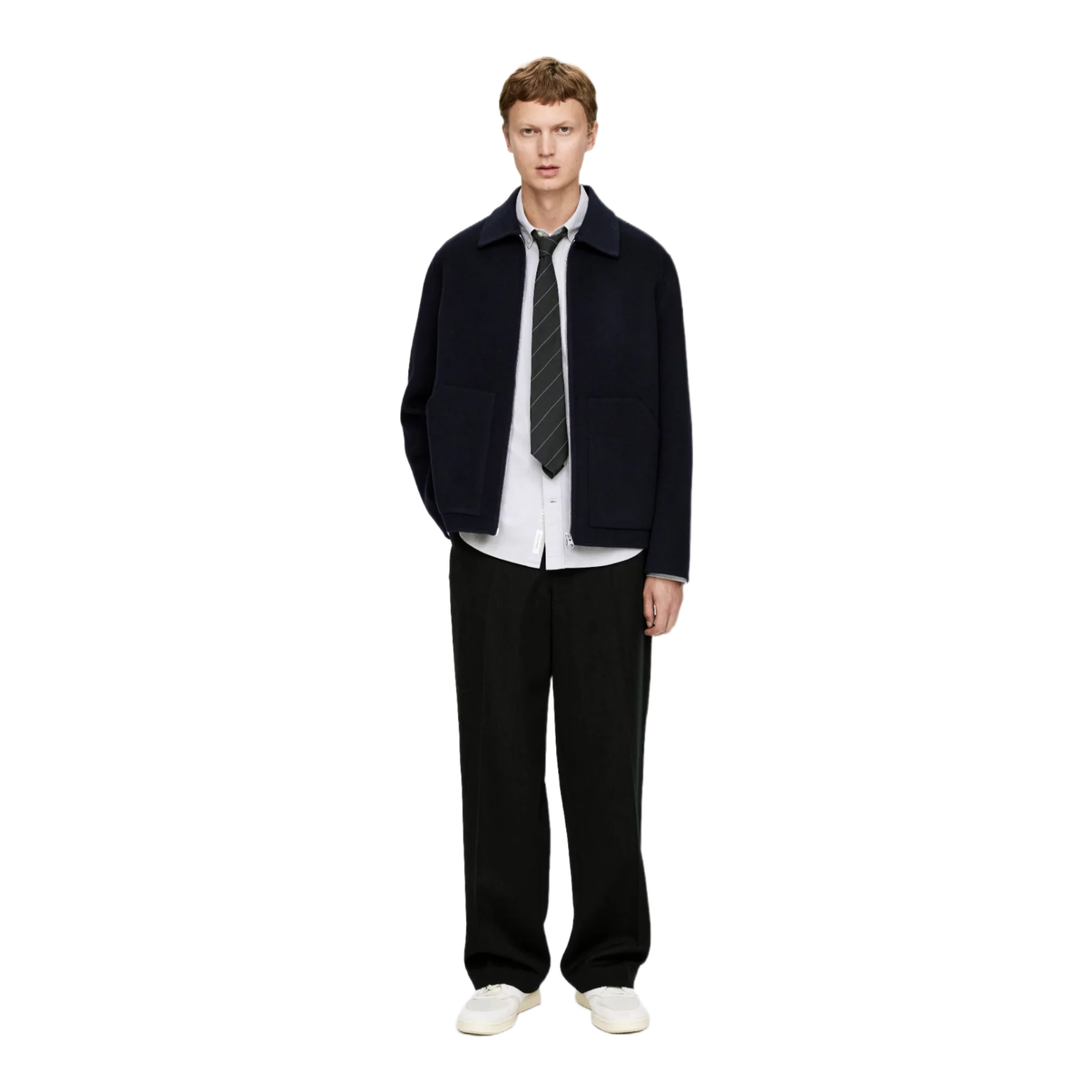 Double-Face Wool Blend Jacket Dark Blue