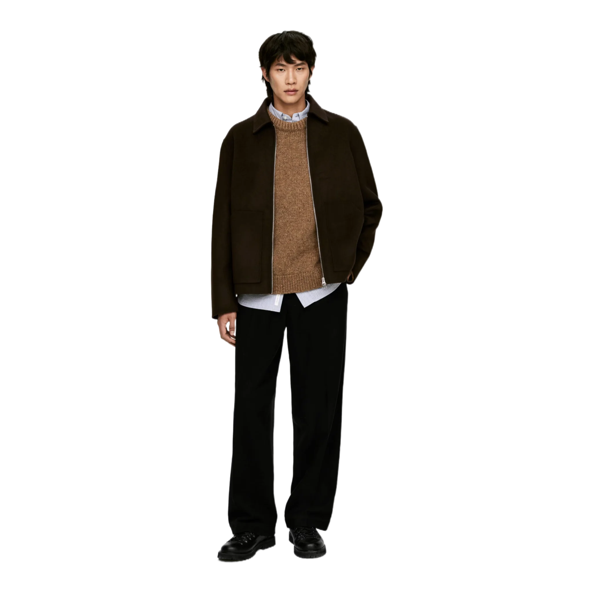 Double-Face Wool Blend Jacket Brown