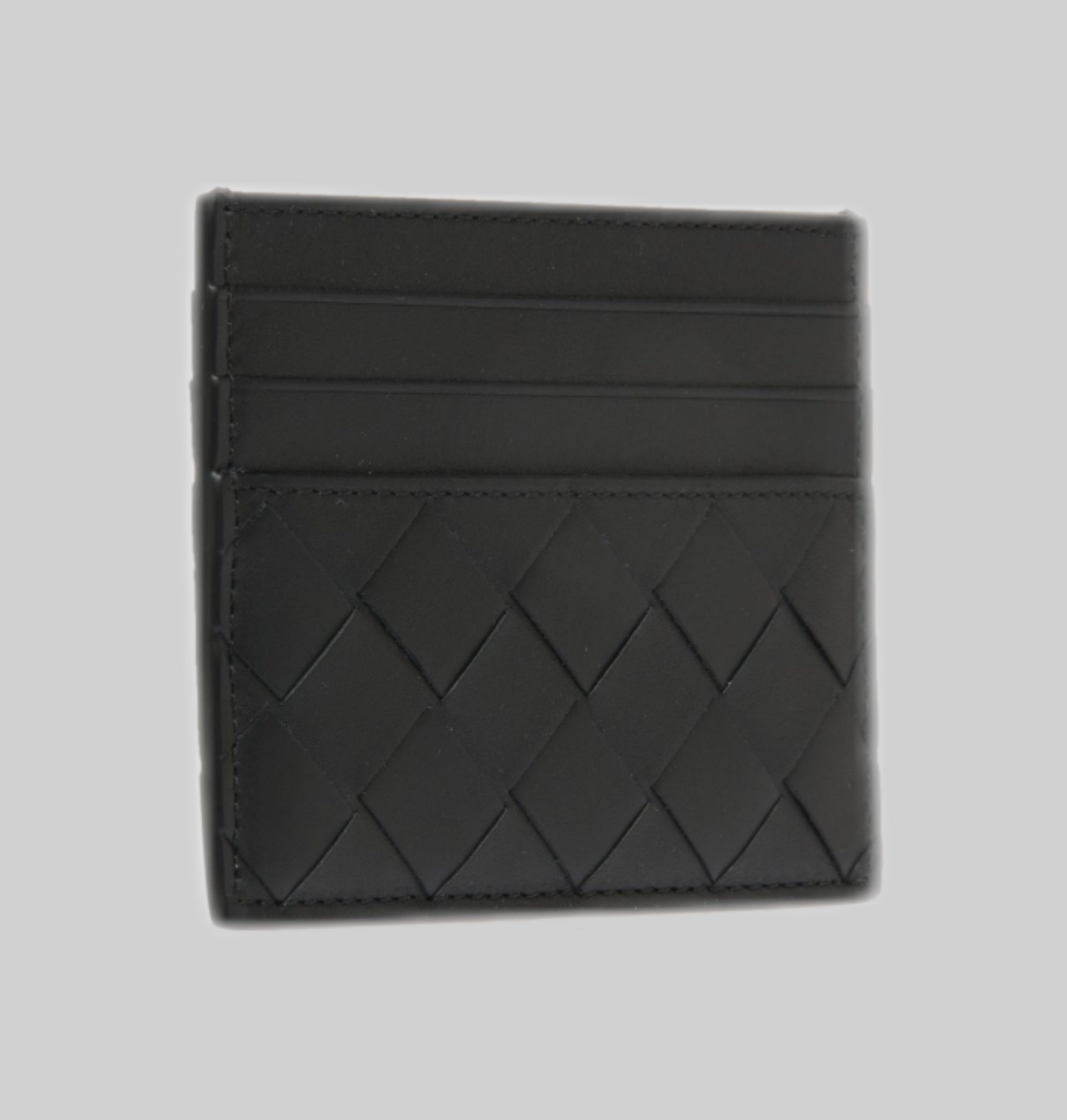 Intrecciato Calfskin Credit Cardholder in Black Silver