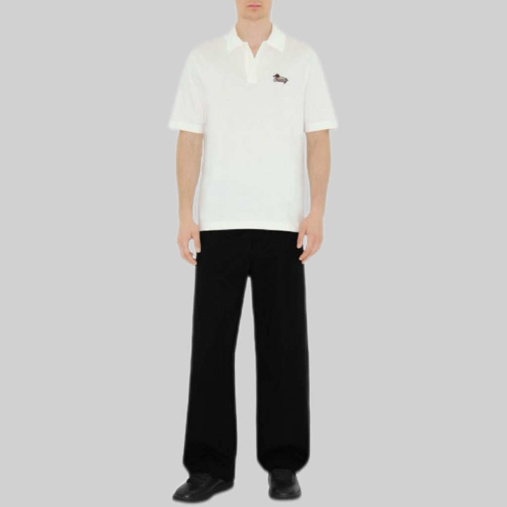 Burberry Logo-Patch Cotton Polo Shirt - White