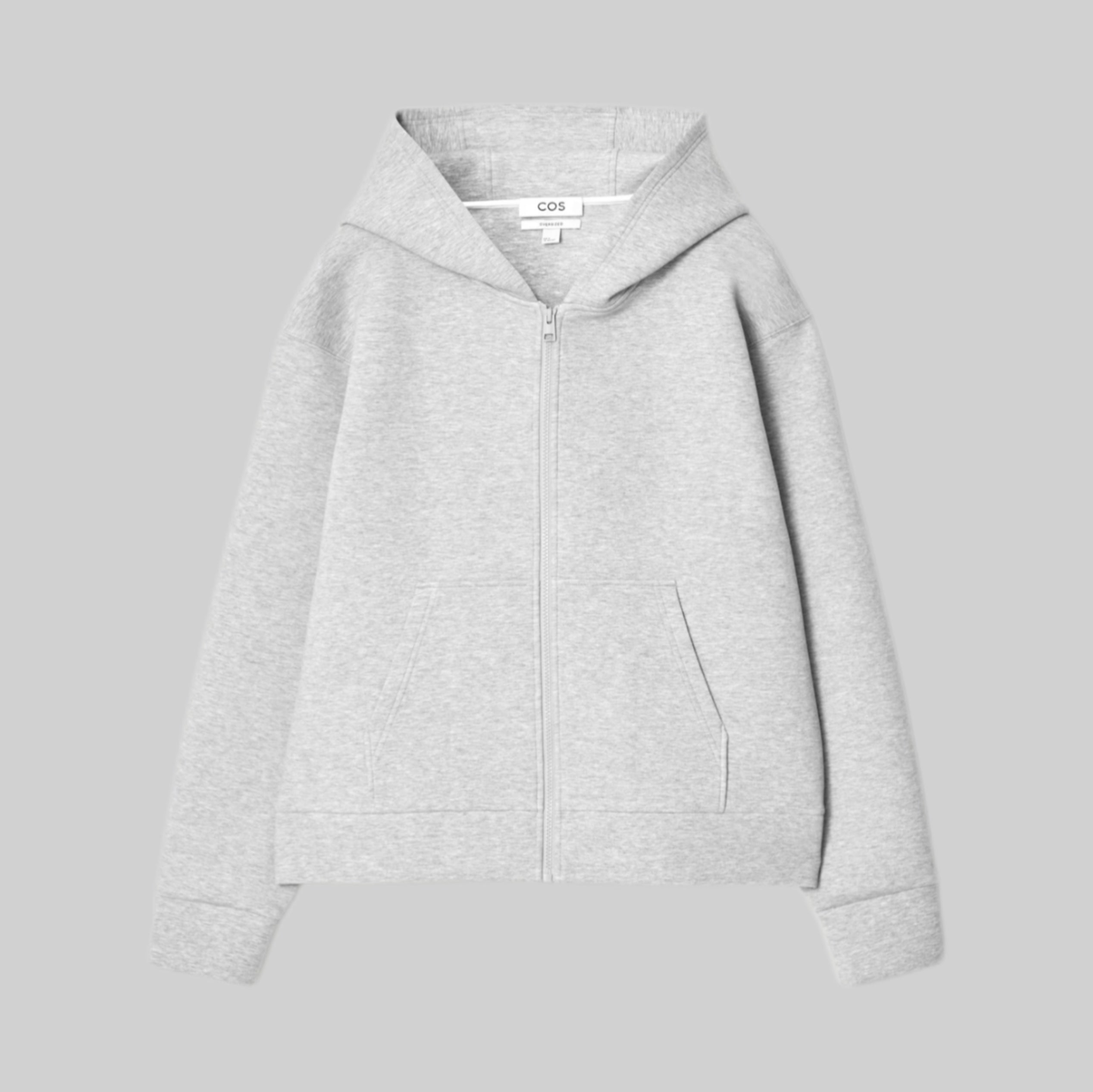 Oversized Scuba-Jersey Zip-Up Hoodie