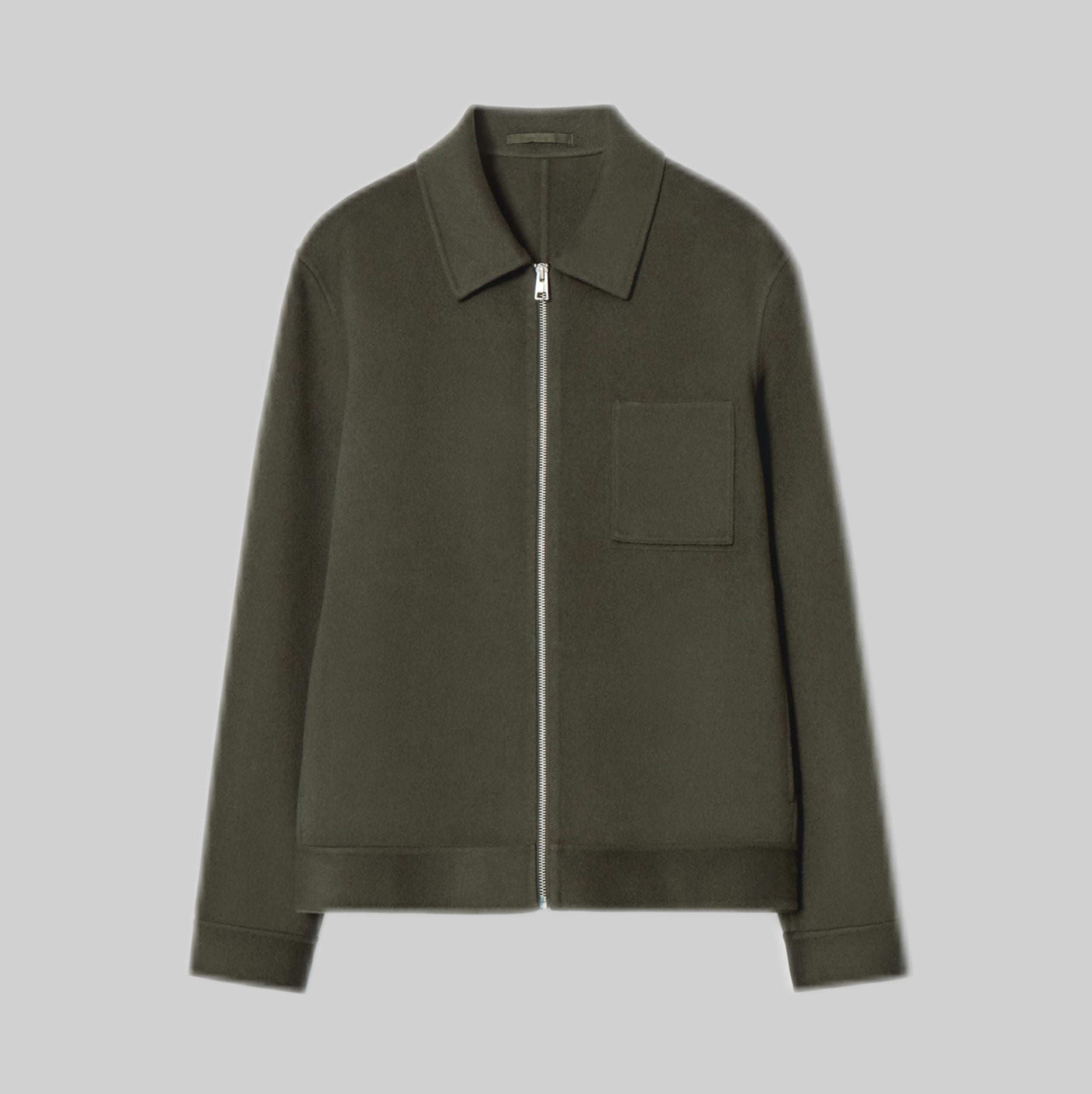 Double-Faced Wool Harrington Jacket in Khaki