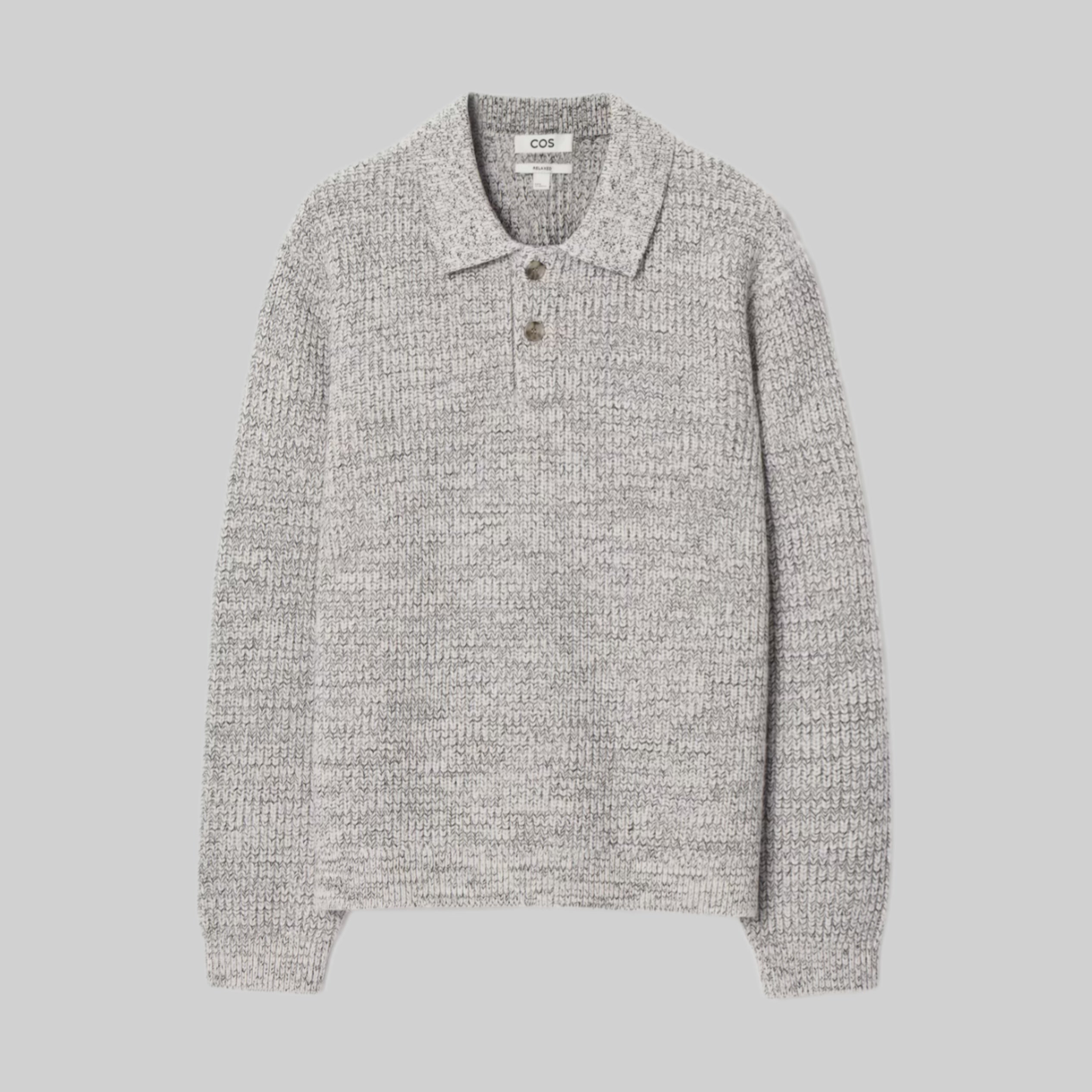 Twisted-Yarn Wool Polo Jumper - Grey Mélange