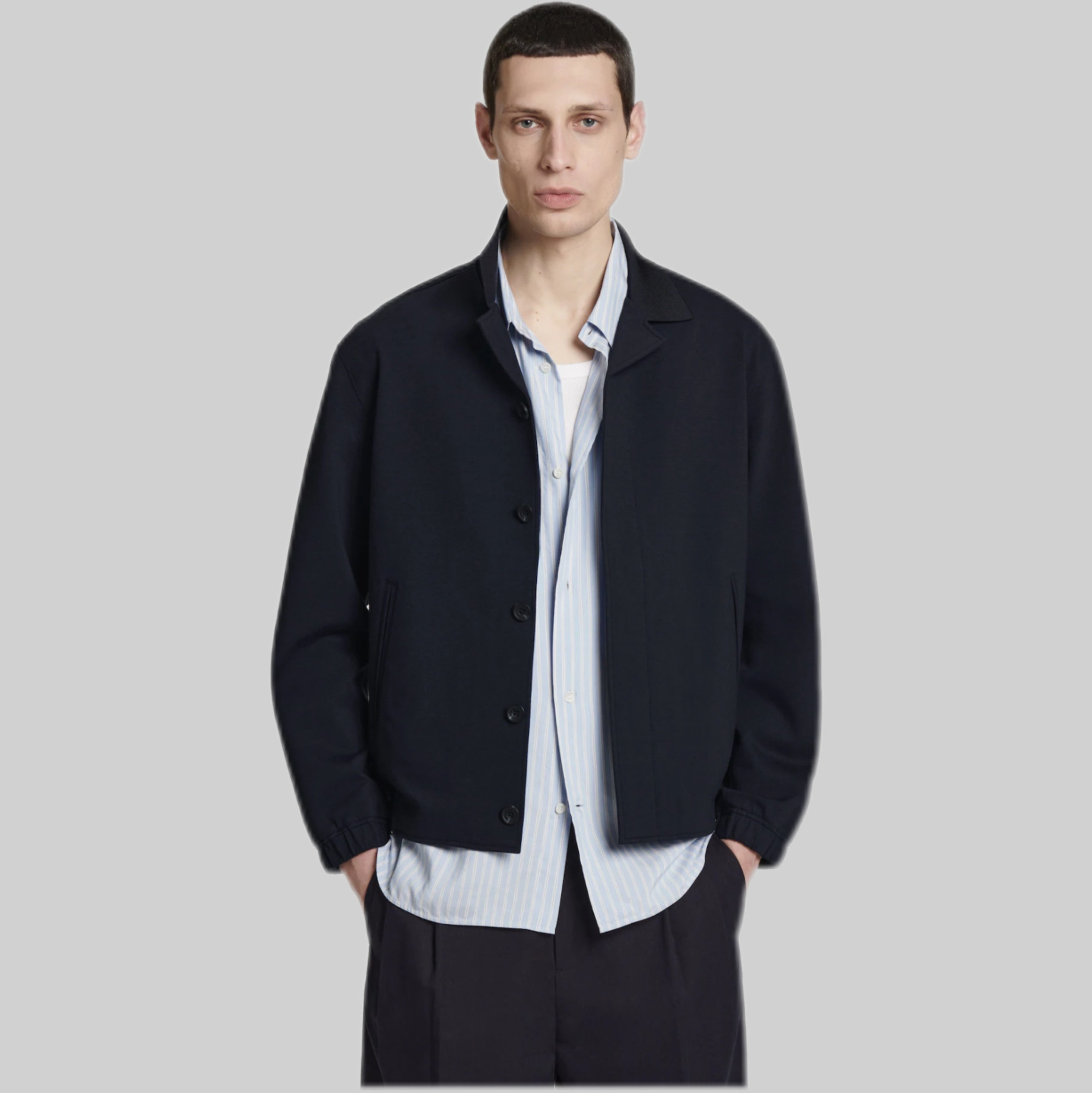 Collared Interlock Cotton-Jersey Jacket