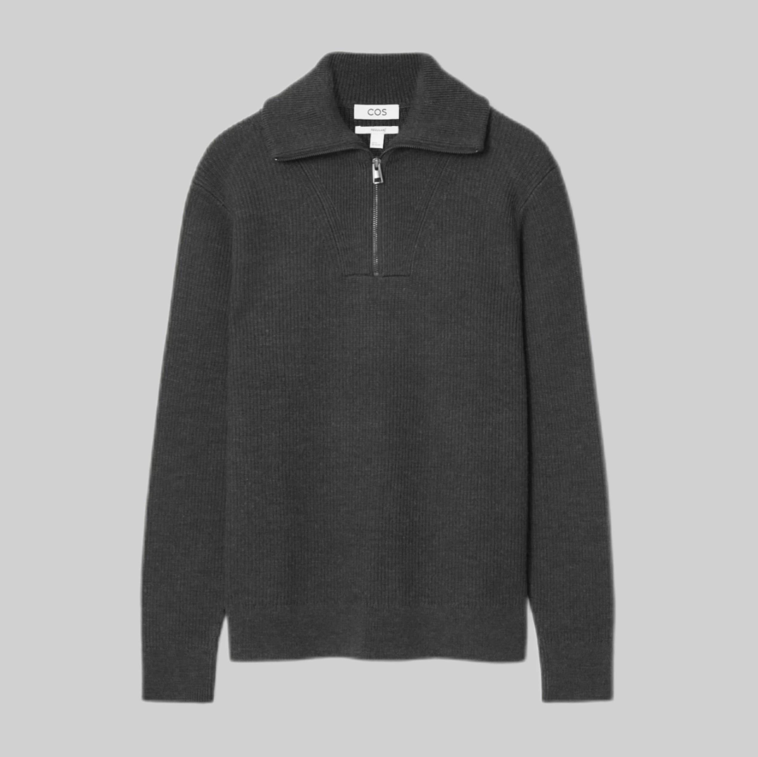 Merino Wool Half-Zip Jumper - Dark Grey