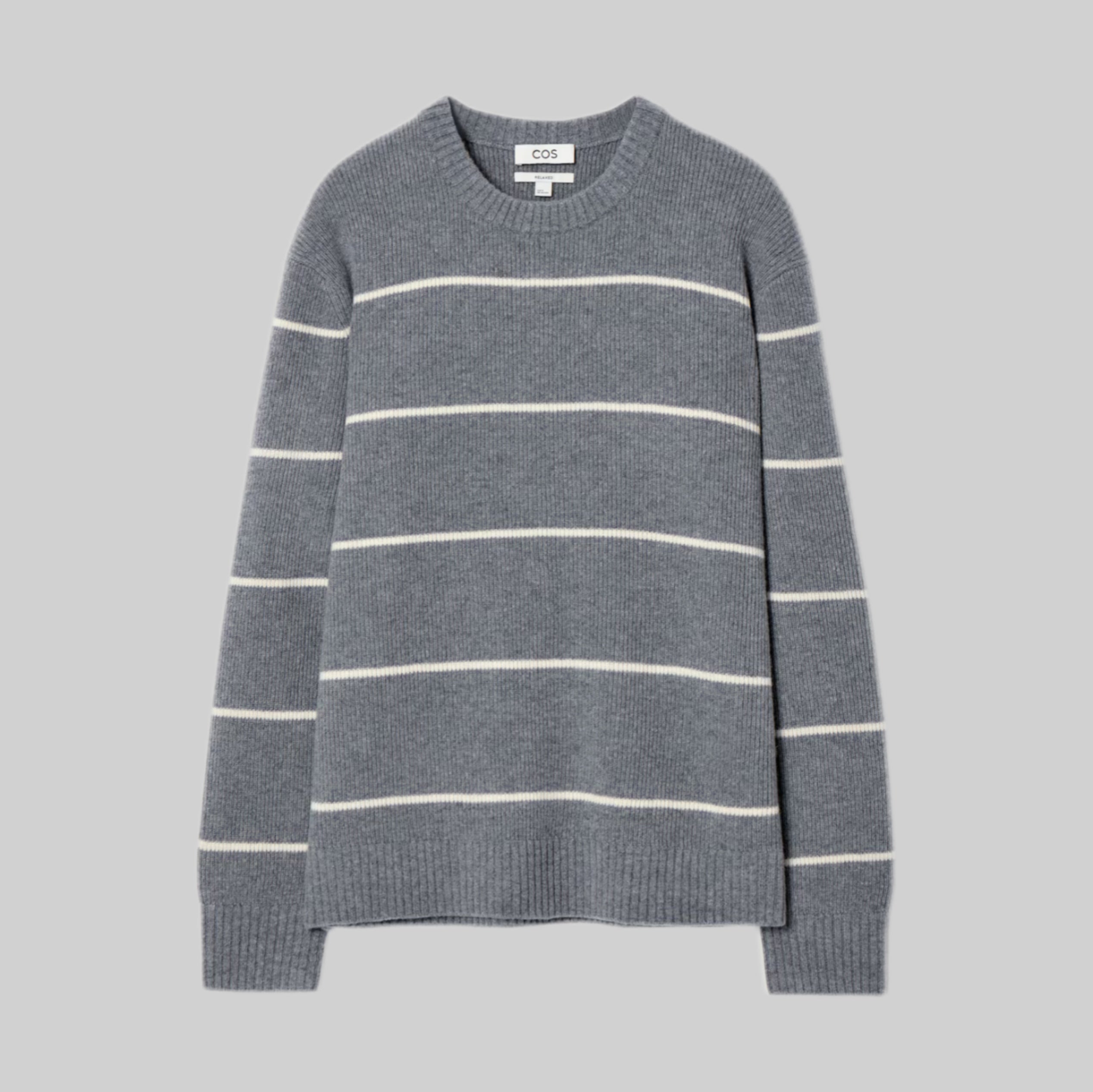 Striped Wool and Yak-Blend Jumper in Dusty Grey