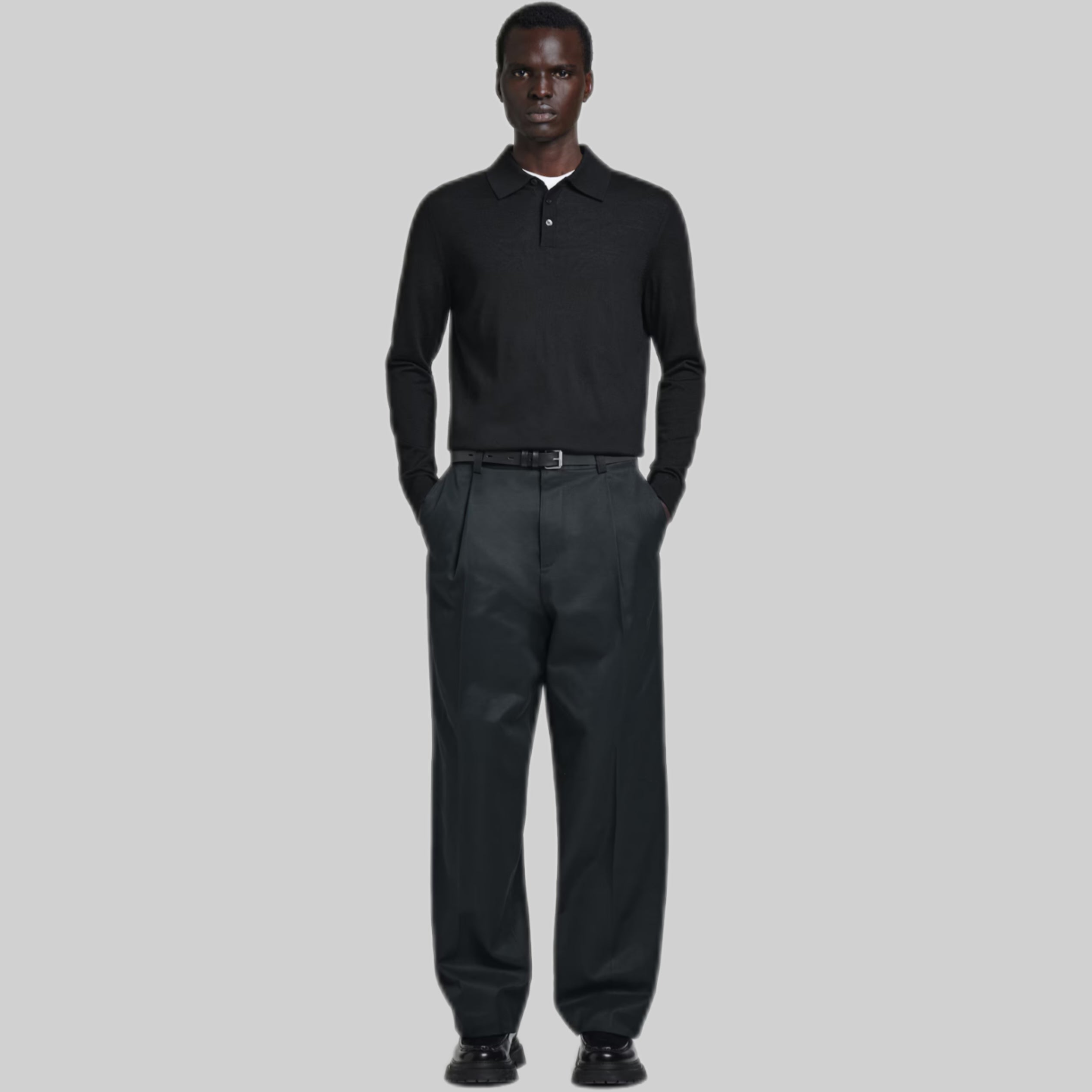 Cos Pleated Wide-Leg Cotton Trousers