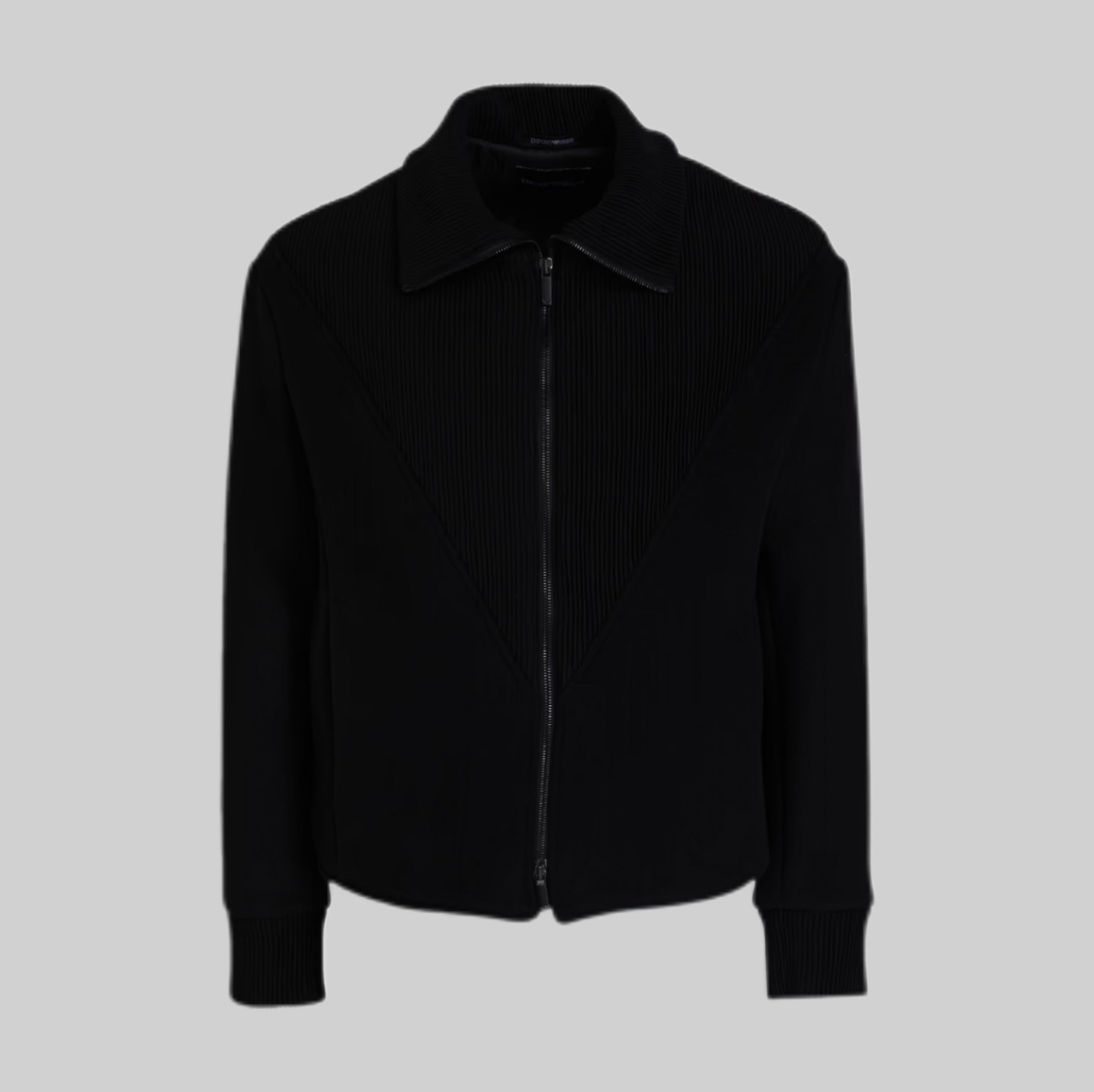 Ribbed Knit-Paneled Wool-Blend Felt Jacket - Black