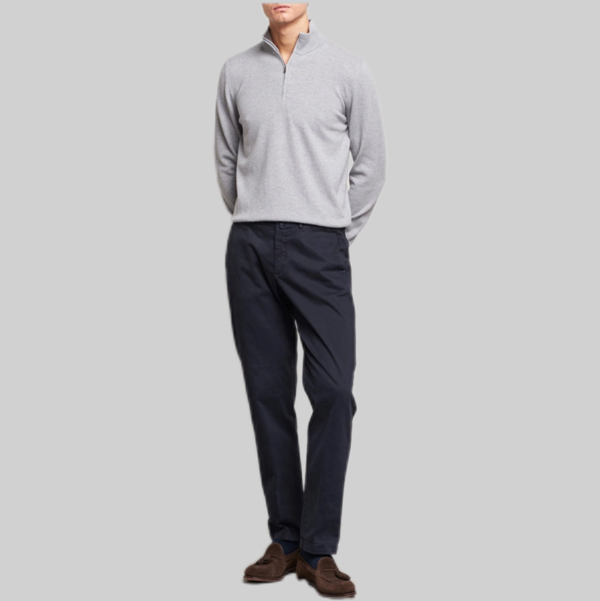 Merino Fashion Half Zip Light - Grey