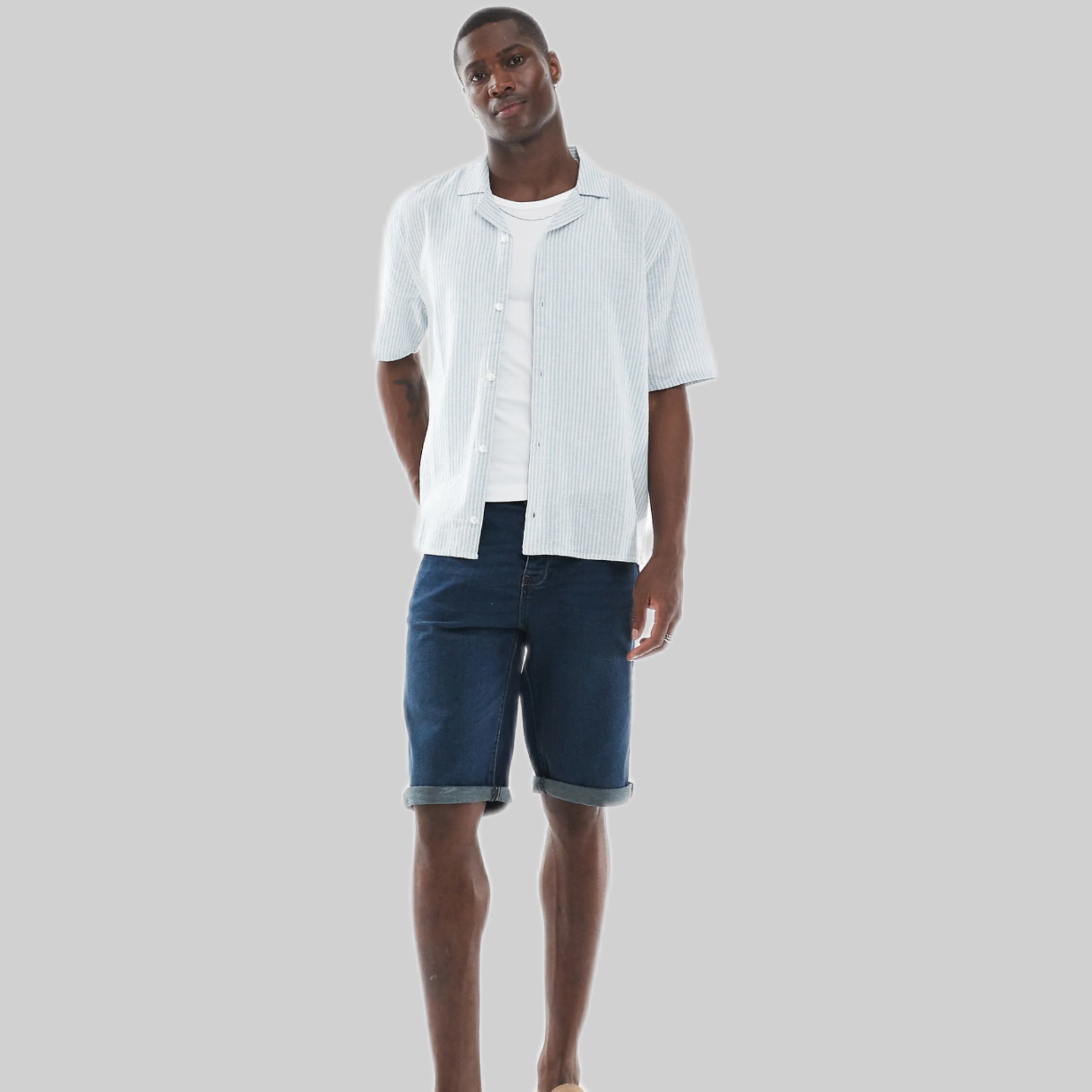 Blue Short Sleeve Striped Shirt