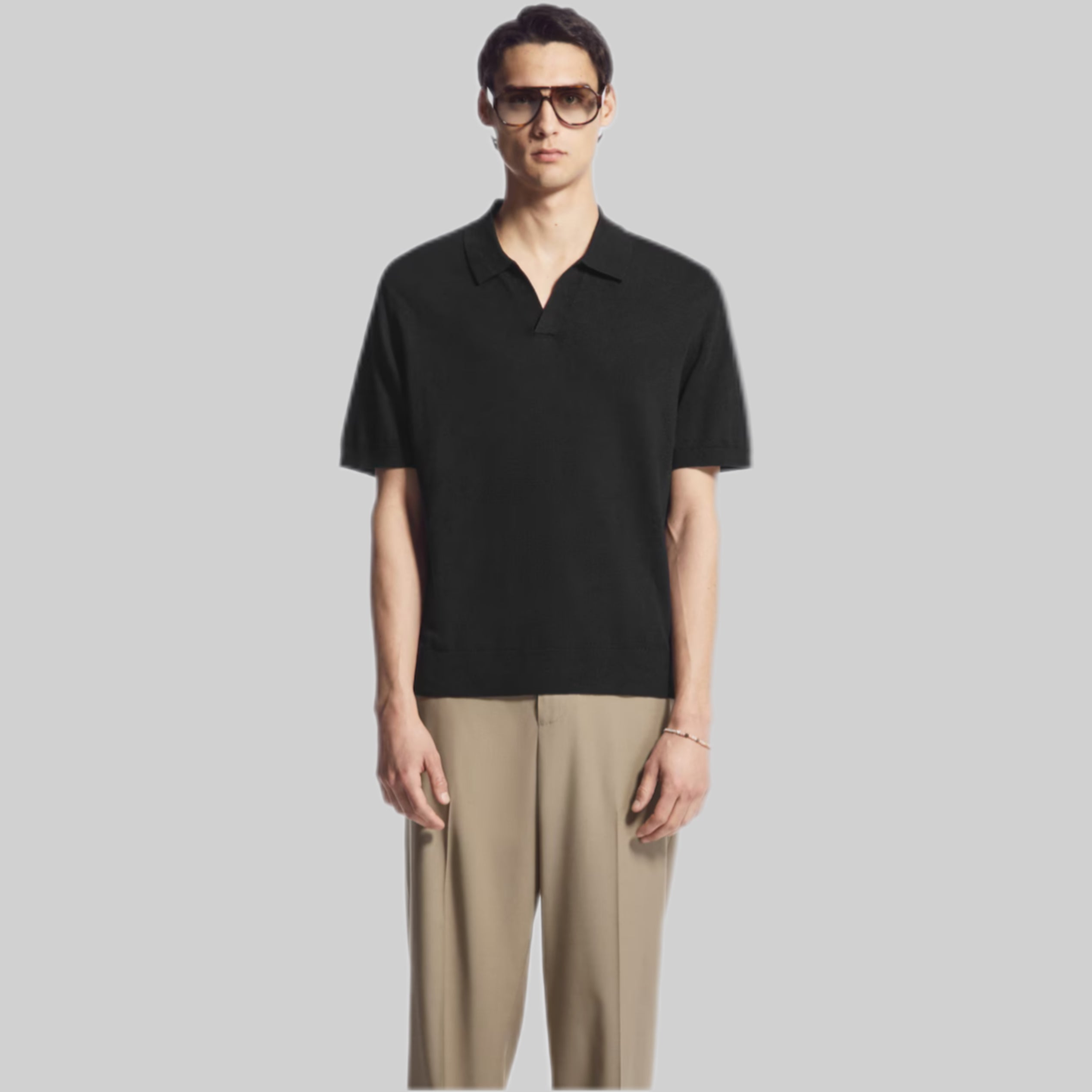 Black Polo Shirt, Cos, Model