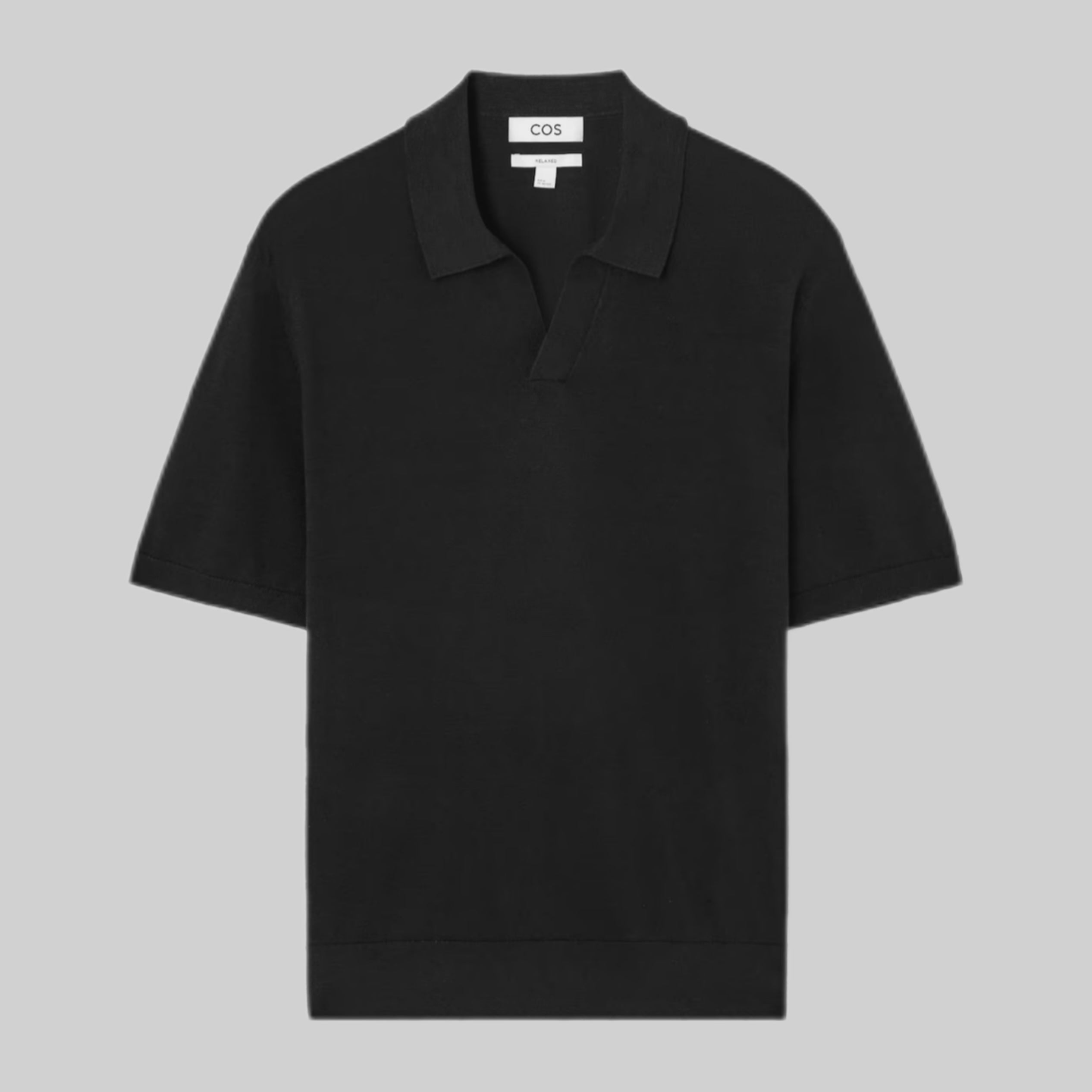 Cos Polo Shirt, Men, Black, frontside