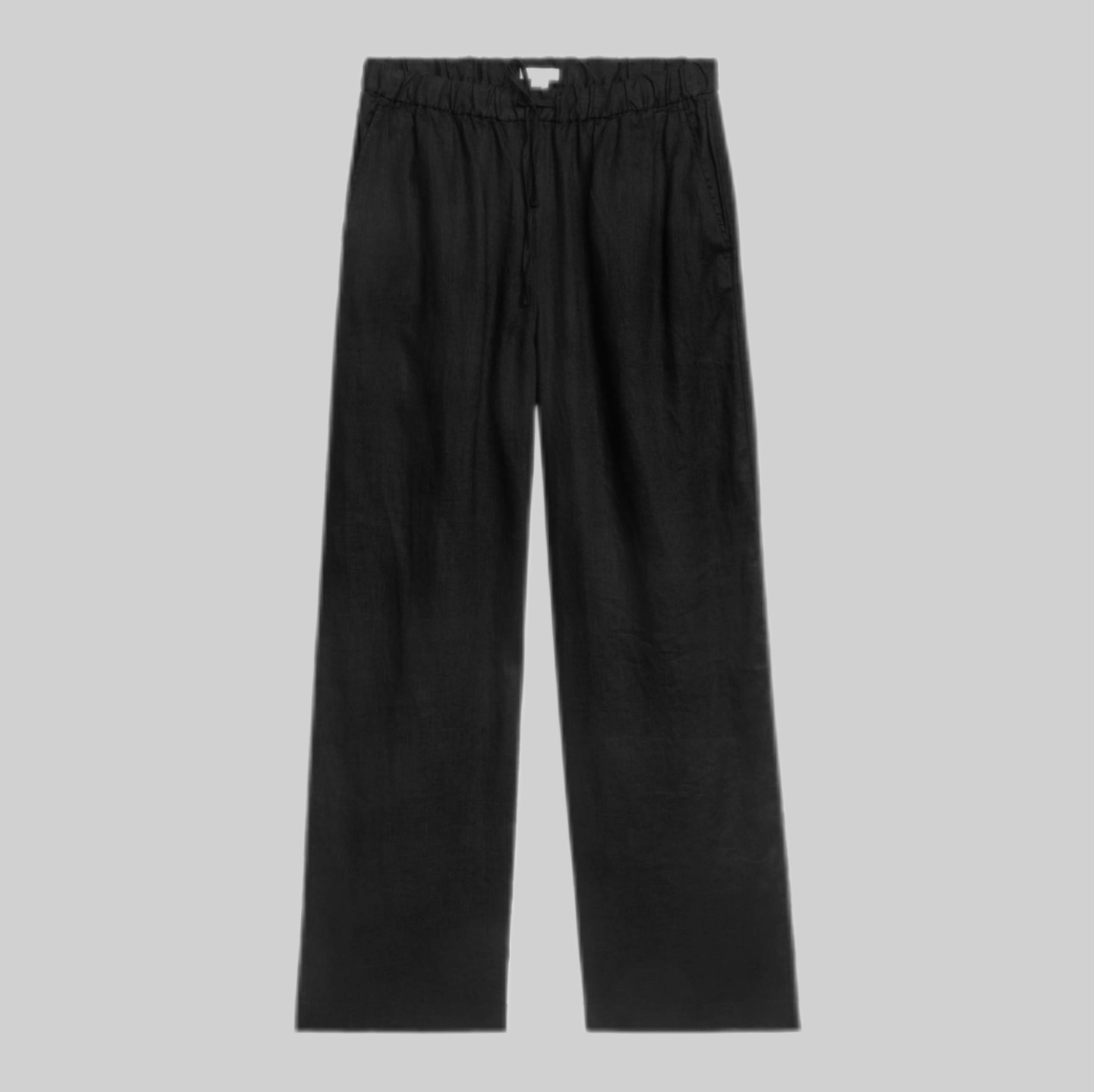 Linen Pants For Women, Black, frontside