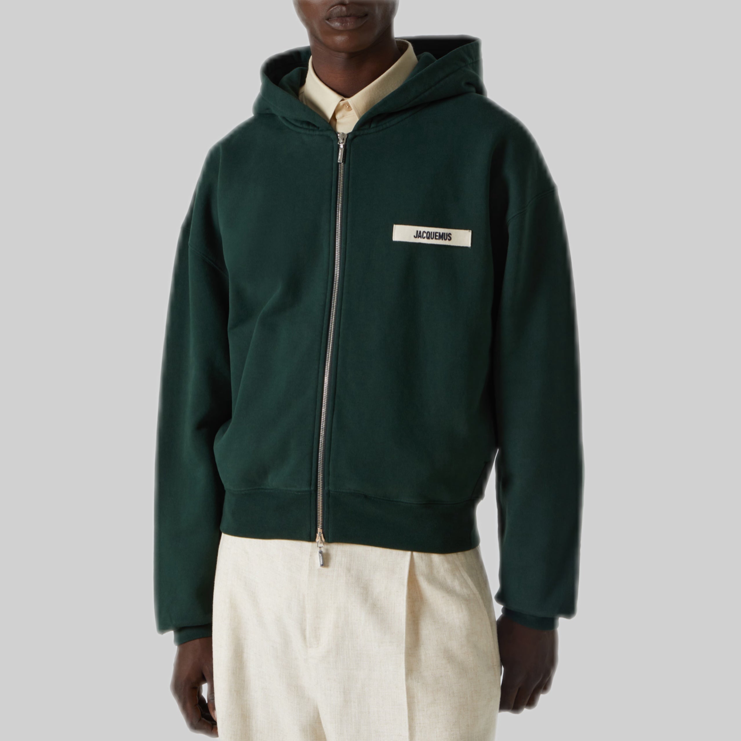 Cotton jersey zip-up hoodie