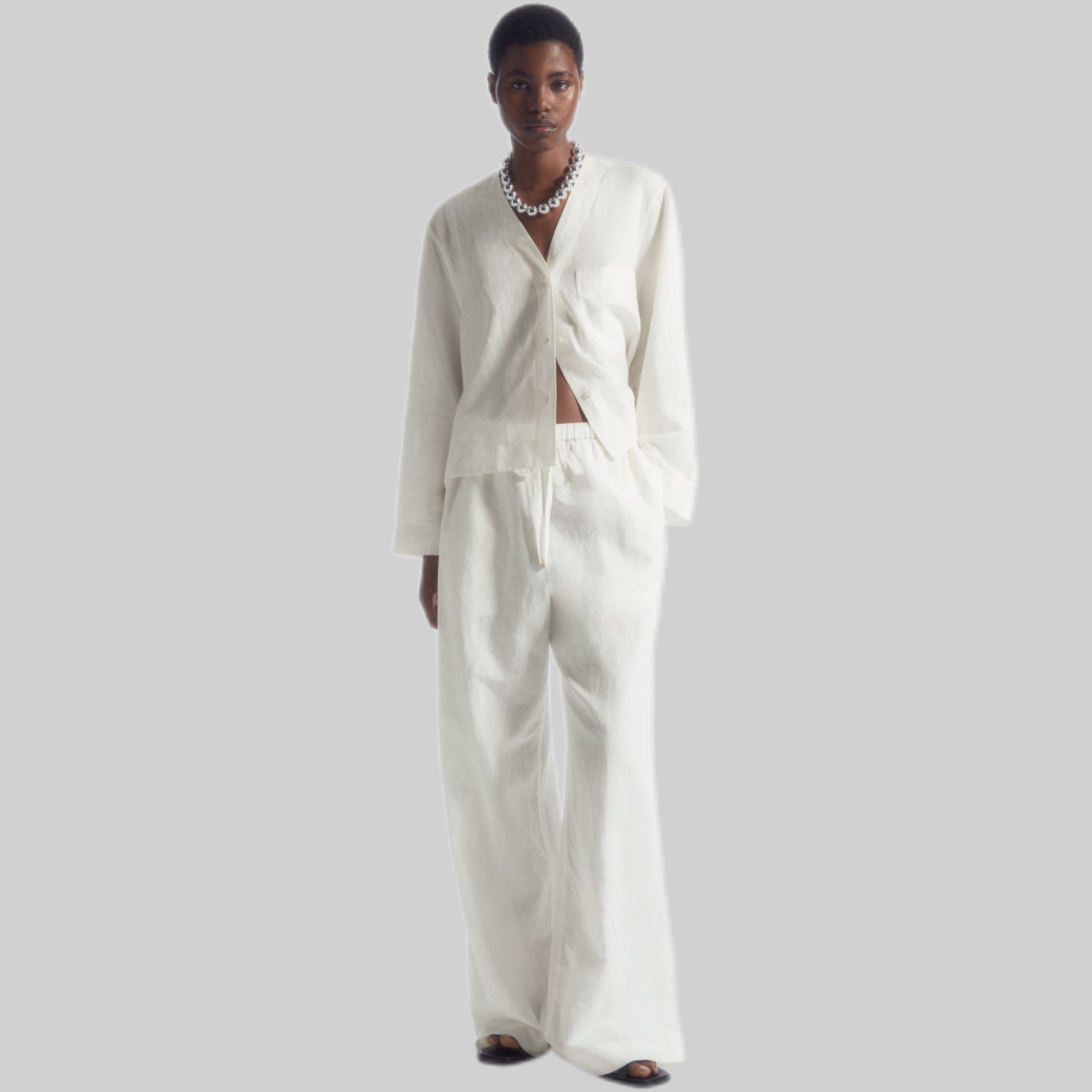 Cos linen pants, women, white, frontside