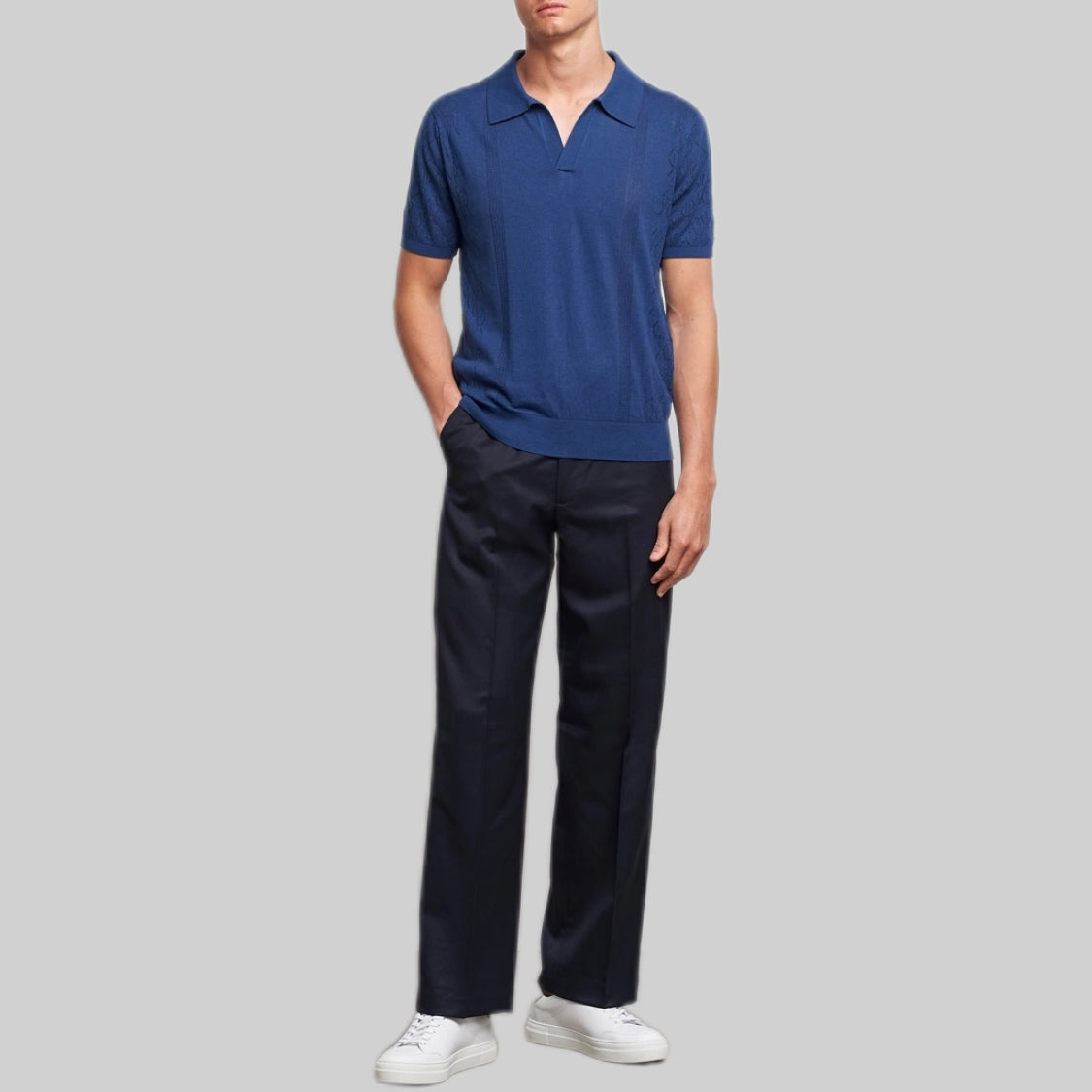 J.LINDEBERG polo shirt, men, blue, frontside, model