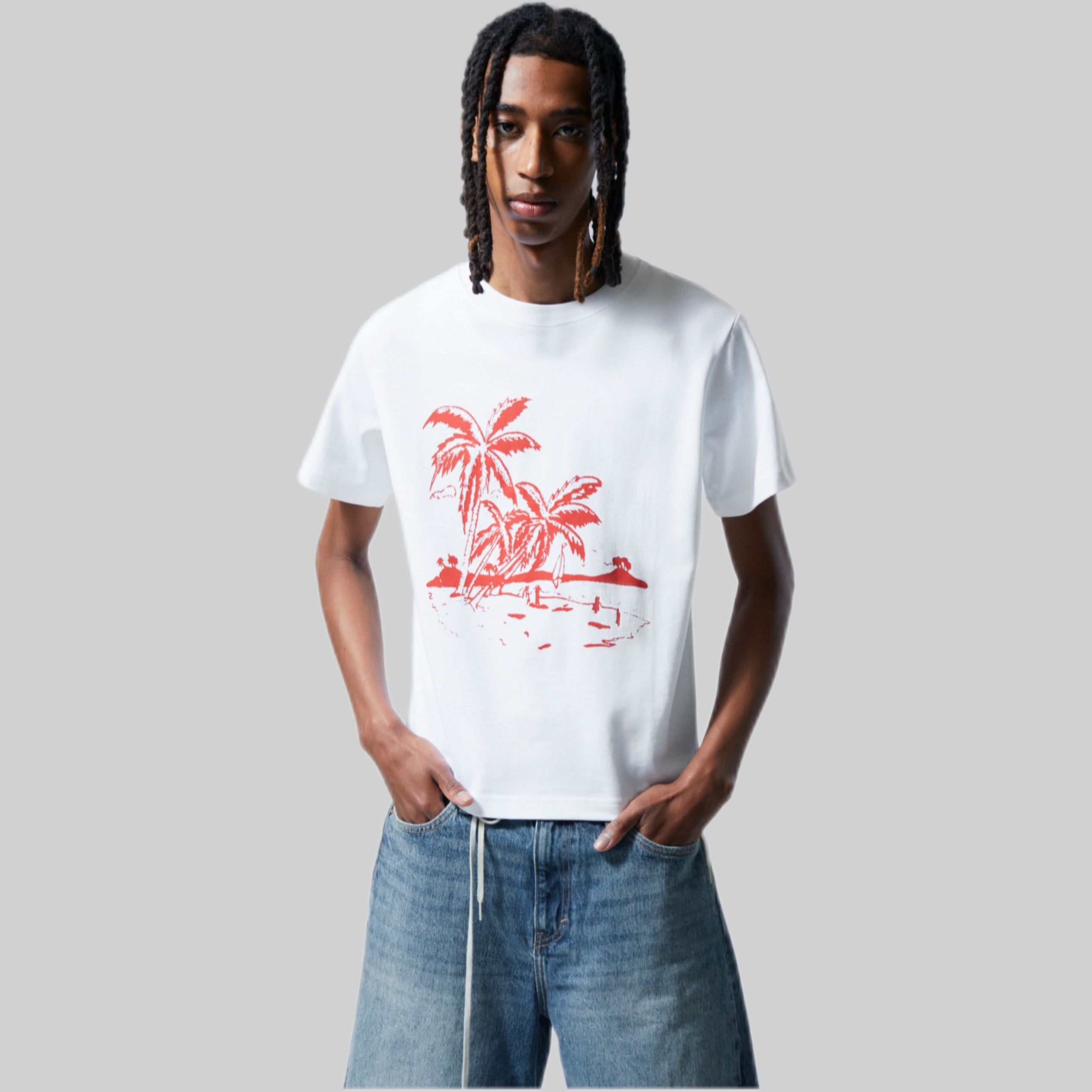 Weekday t-shirt, men, frontside, white, model