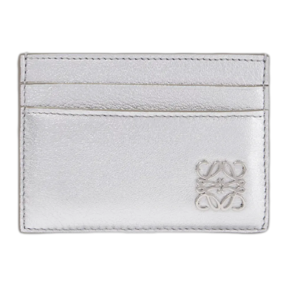 Anagram metallic leather card holder