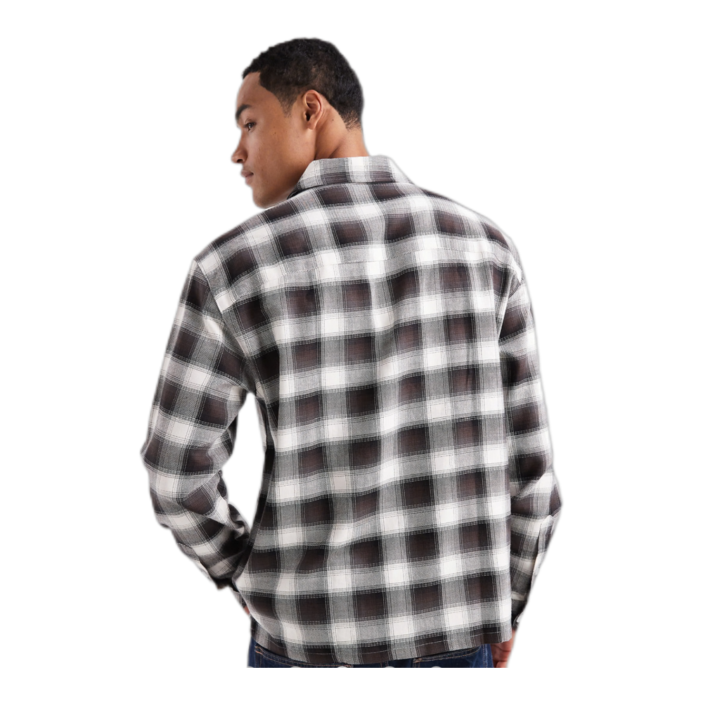 long sleeve check shirt in black and white - MULTI